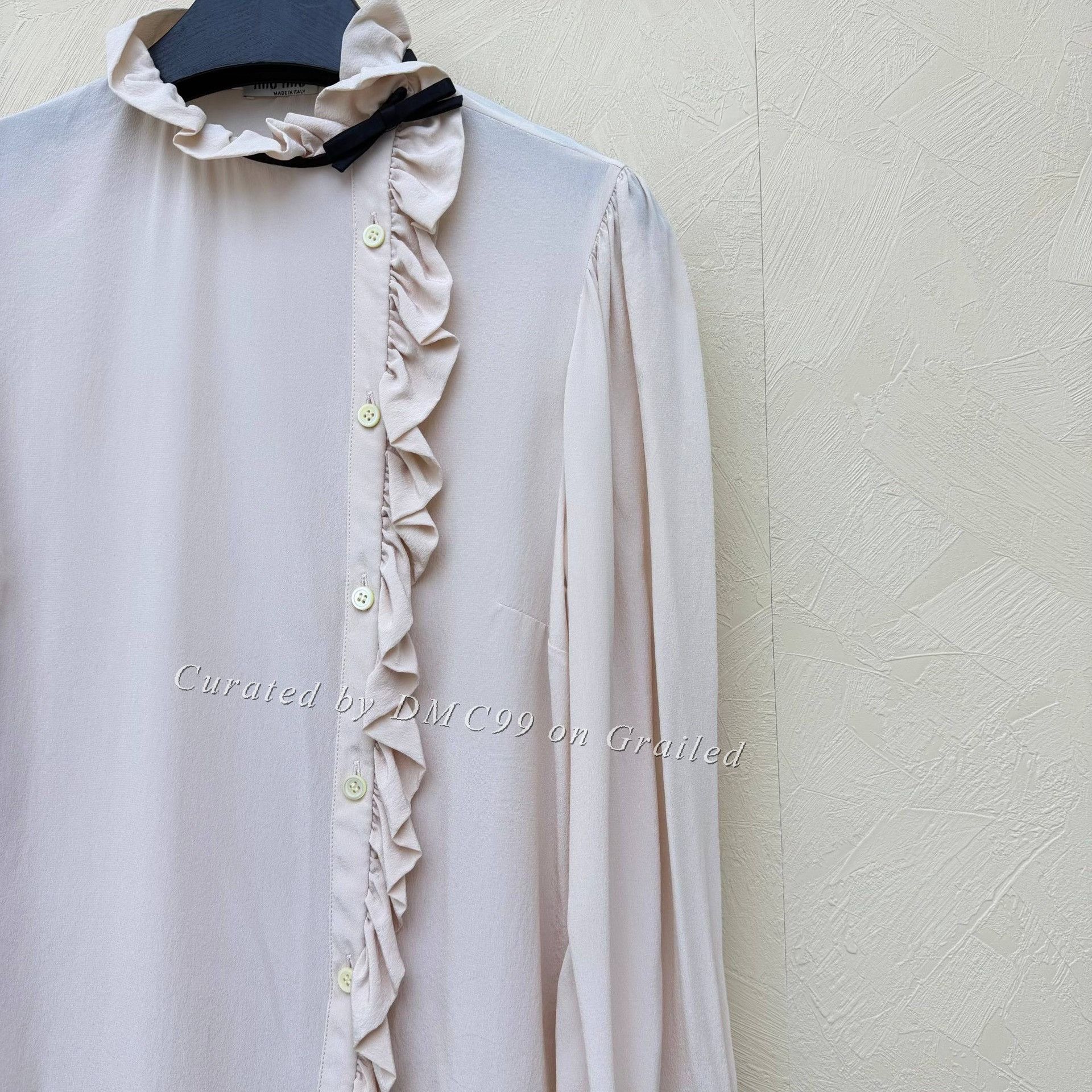 Miu Miu Miumiu Pink Bow Tie Silk Shirt Coat Size S / US 4 / IT 40 - 2 Thumbnail
