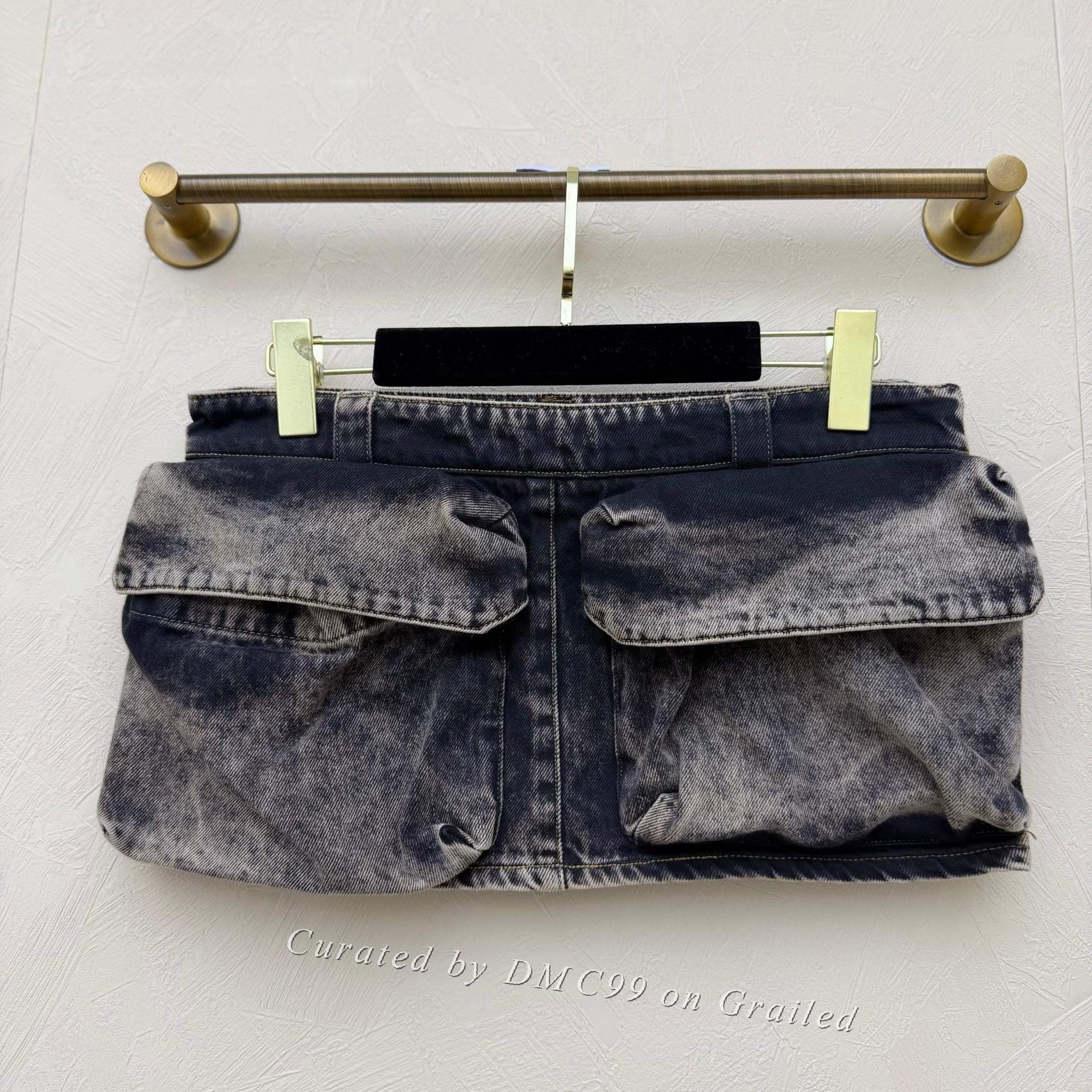 Miu Miu Miumiu Embroidered Logo Denim Skirt Size 36" / US 14 / IT 50 - 2 Thumbnail