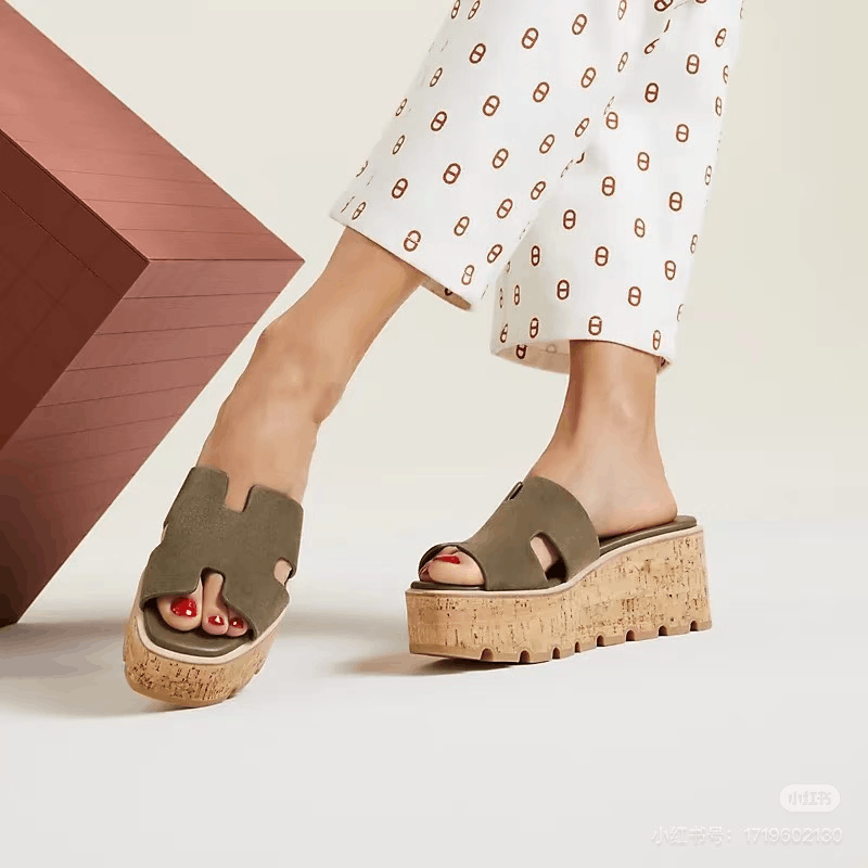 Hermes Hermes Eze Suede H Wedge Sandals Size US 7 / IT 37 - 6 Thumbnail