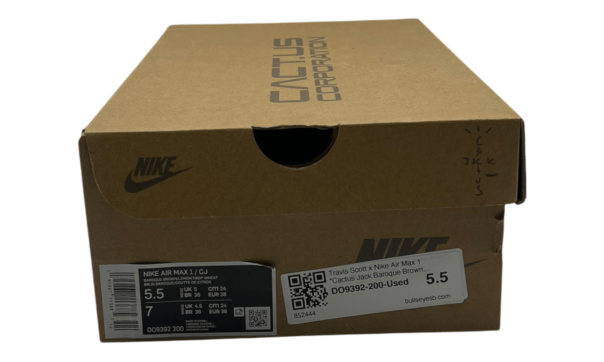 Nike Travis Scott x Air Max 1 "Cactus Jack Baroque Brown" (PreOwn Size US 5.5 / EU 38 - 8 Thumbnail