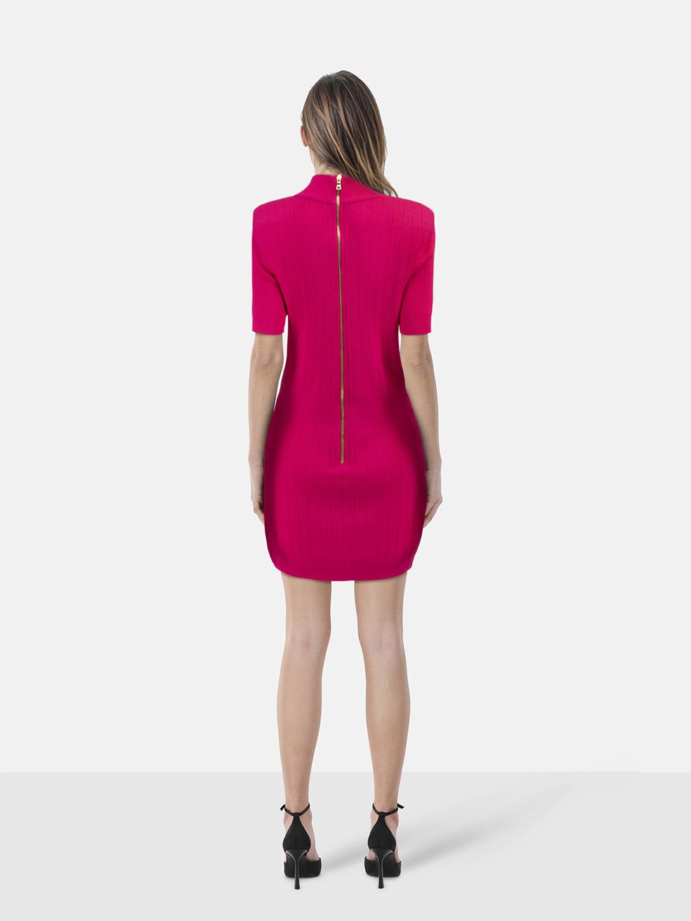 Balmain Pink Knit Mini Dress Size L / US 10 / IT 46 - 2 Thumbnail