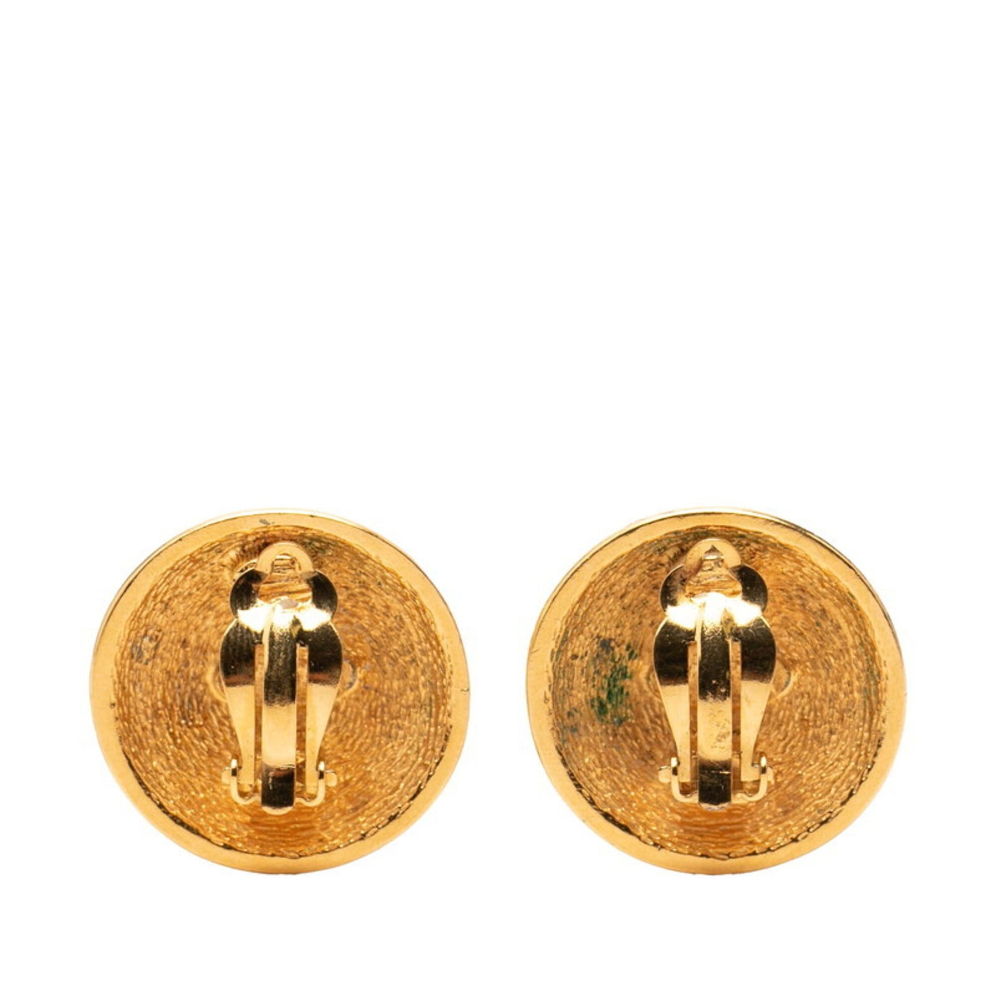 Chanel Chanel Coco Mark Matelassé Round Earrings, Gold Plated, Women's CHANEL Size ONE SIZE - 2 Thumbnail