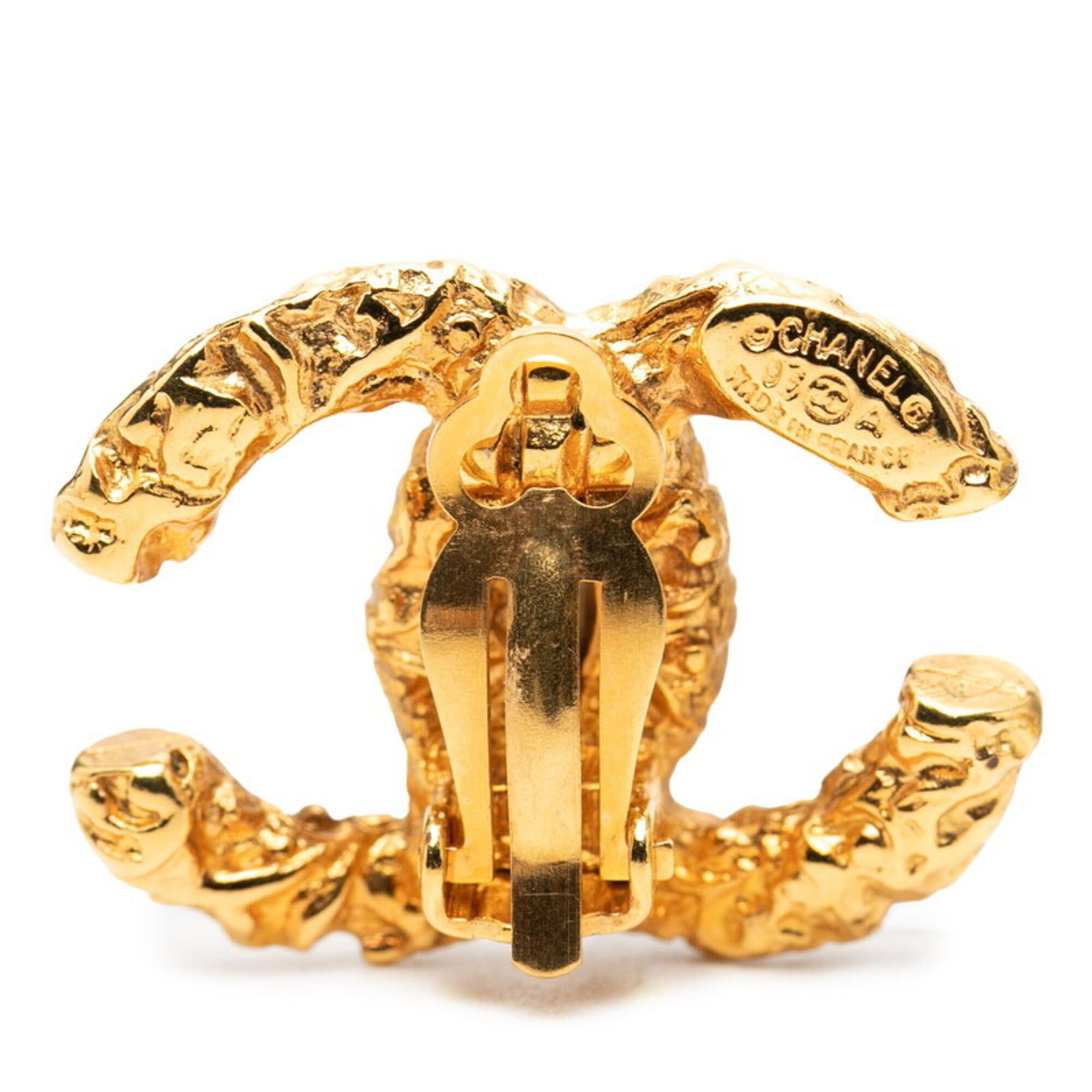 Chanel Chanel Coco Mark Lava Motif Earrings, Gold Plated, Women's CHANEL Size ONE SIZE - 3 Thumbnail