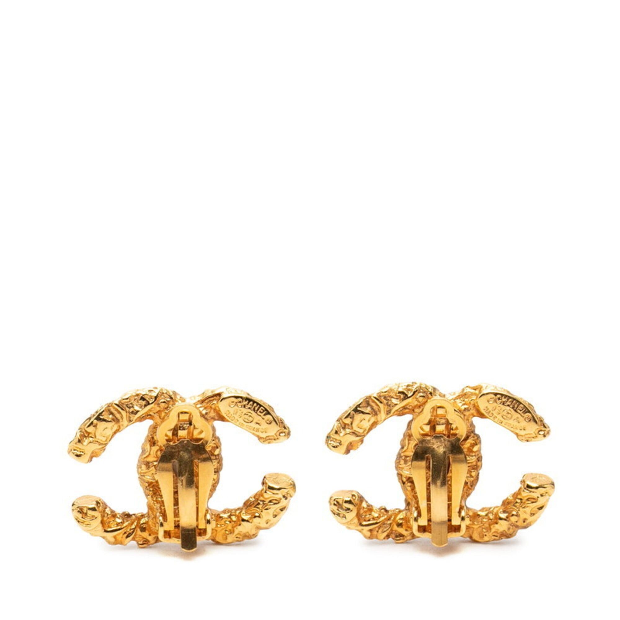 Chanel Chanel Coco Mark Lava Motif Earrings, Gold Plated, Women's CHANEL Size ONE SIZE - 2 Thumbnail