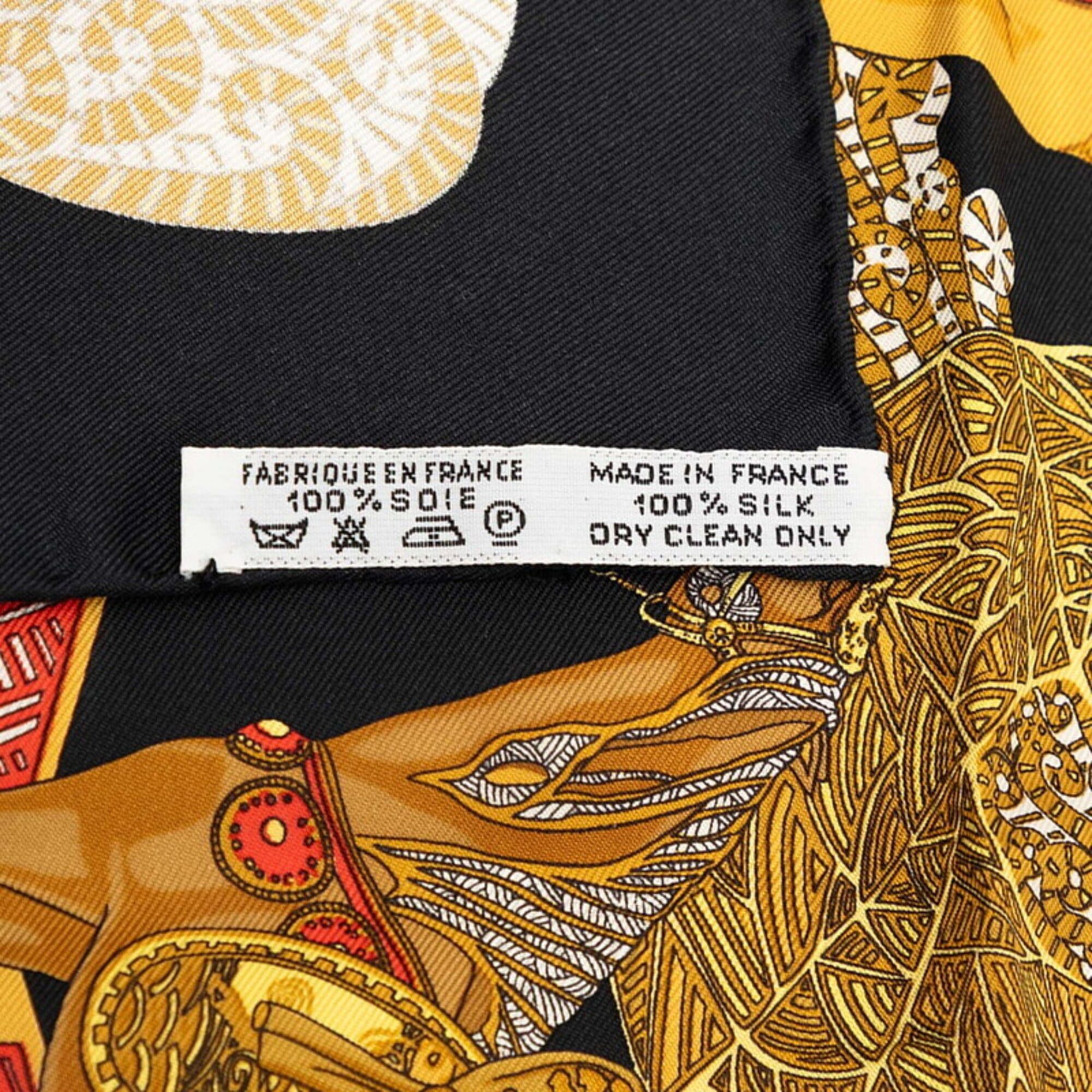 Hermes Hermes Carre 45 ART des STEPPES (Steps Art) Scarf/Muffler, Black/Multicolor Silk, Women's Size ONE SIZE - 8 Thumbnail