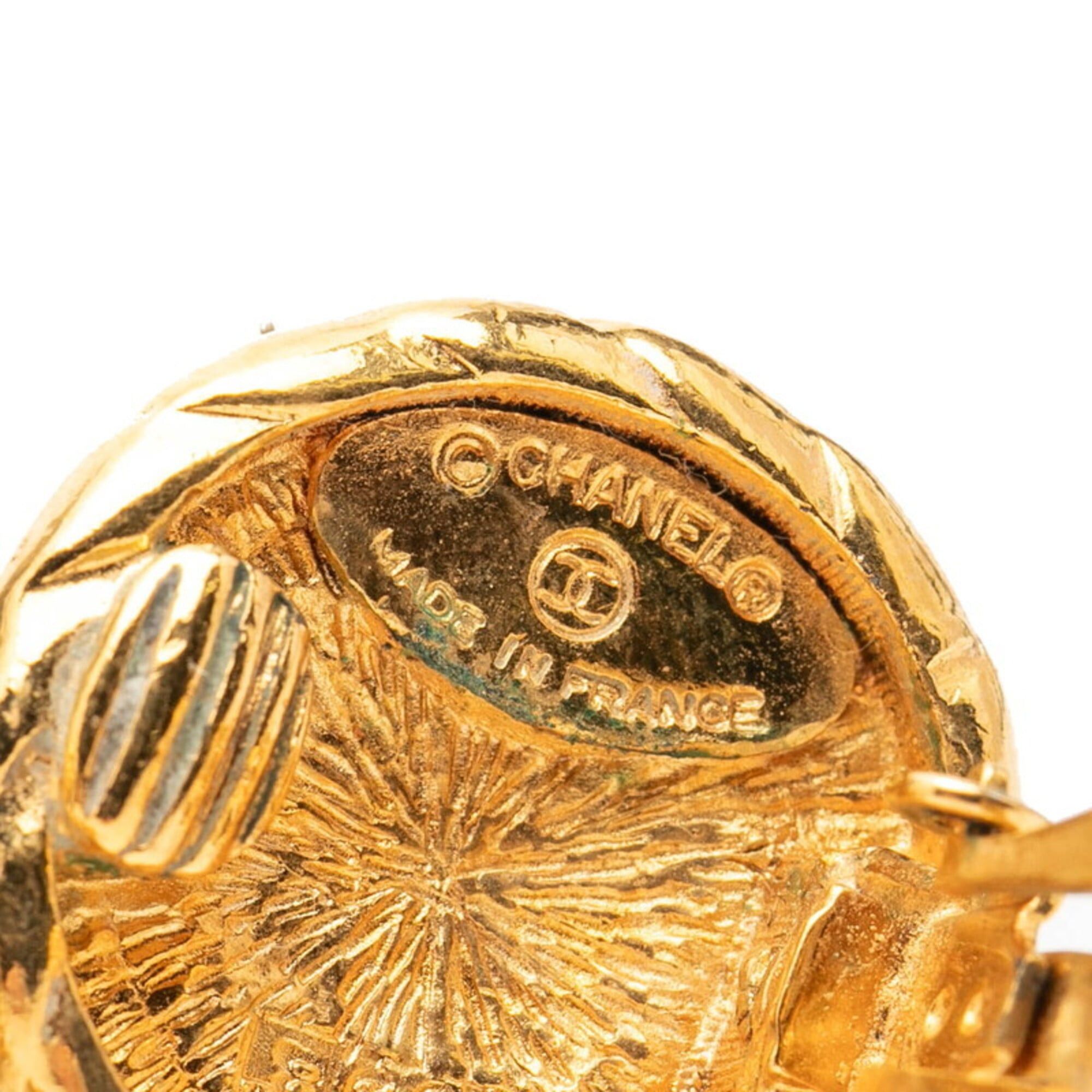 Chanel Chanel Coco Mark Round Earrings, Gold Plated, Women's CHANEL Size ONE SIZE - 3 Thumbnail