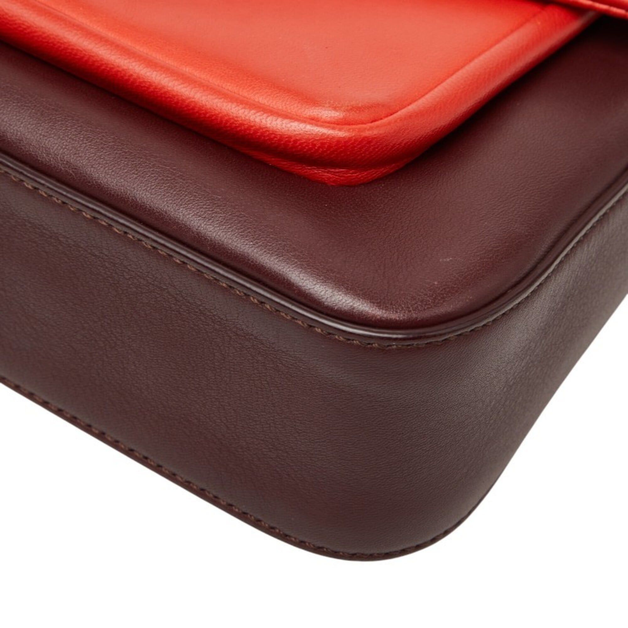 Fendi Fendi Chain Shoulder Bag 8BR677 Red Bordeaux Leather Women's FENDI Size ONE SIZE - 4 Thumbnail