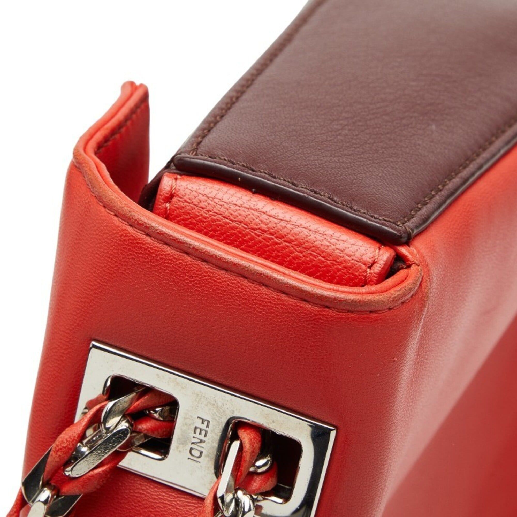 Fendi Fendi Chain Shoulder Bag 8BR677 Red Bordeaux Leather Women's FENDI Size ONE SIZE - 9 Thumbnail