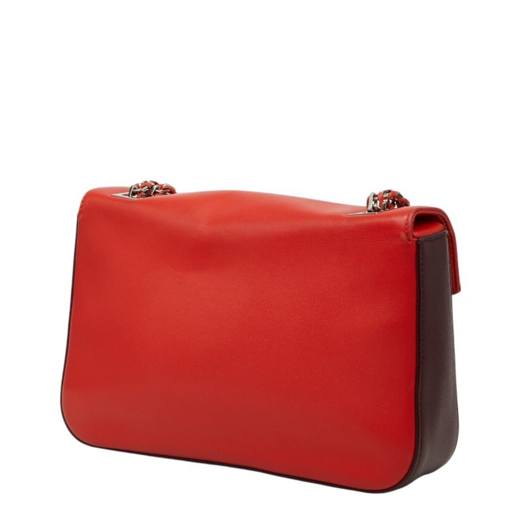 Fendi Fendi Chain Shoulder Bag 8BR677 Red Bordeaux Leather Women's FENDI Size ONE SIZE - 2 Thumbnail