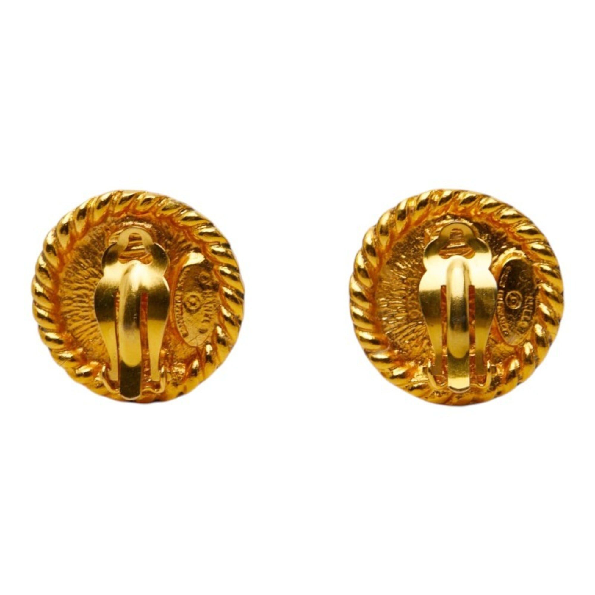 Chanel Chanel Coco Mark Round Earrings, Gold Brown Plated, Tiger Eye, Women's. Size ONE SIZE - 3 Thumbnail