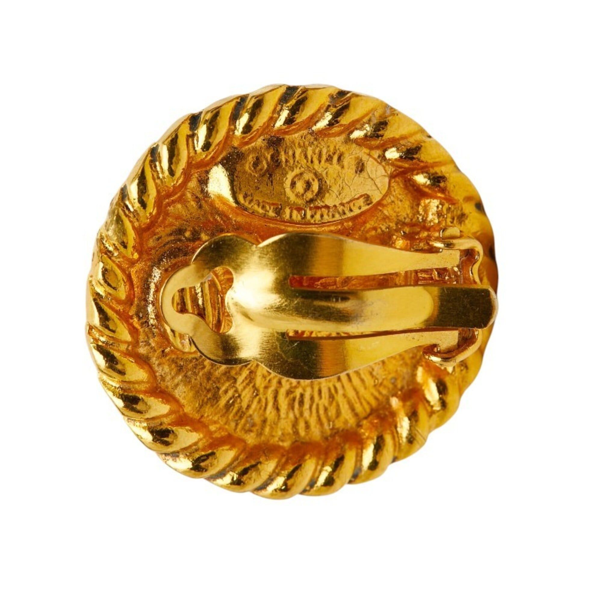 Chanel Chanel Coco Mark Round Earrings, Gold Brown Plated, Tiger Eye, Women's. Size ONE SIZE - 4 Thumbnail