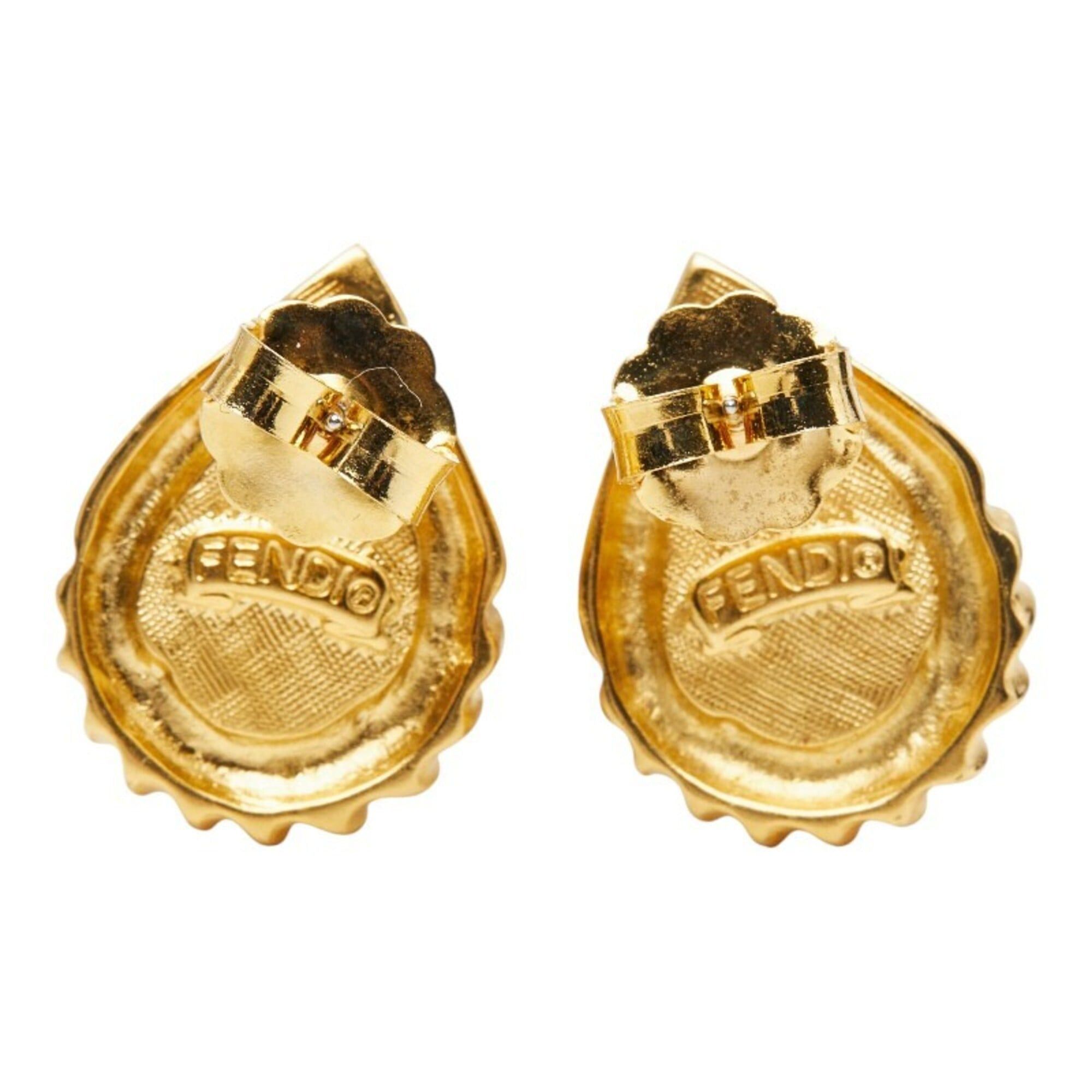 Fendi Fendi Vintage Drop Stud Earrings, Gold Plated, Faux Pearl, Women's FENDI Size ONE SIZE - 3 Thumbnail