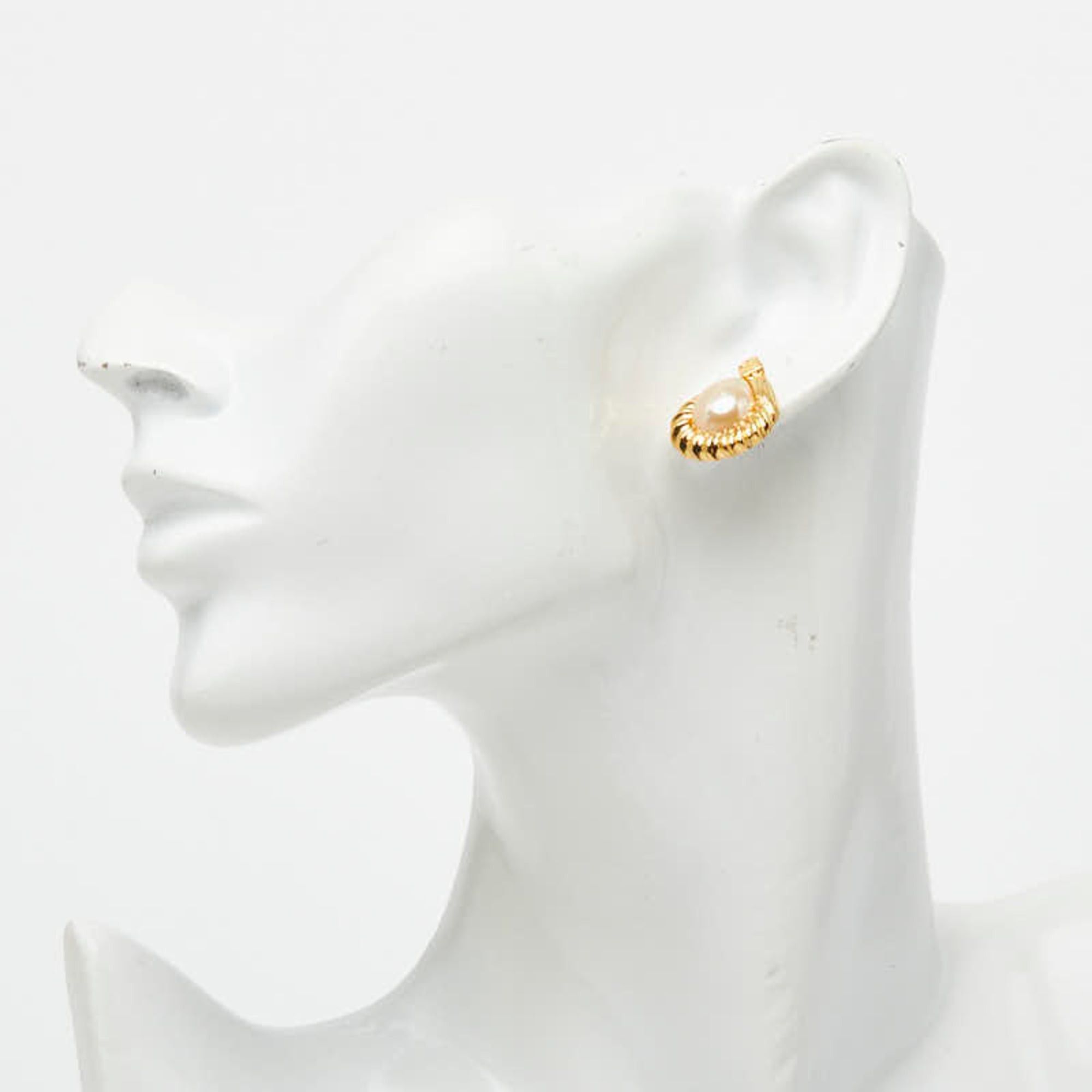 Fendi Fendi Vintage Drop Stud Earrings, Gold Plated, Faux Pearl, Women's FENDI Size ONE SIZE - 5 Thumbnail