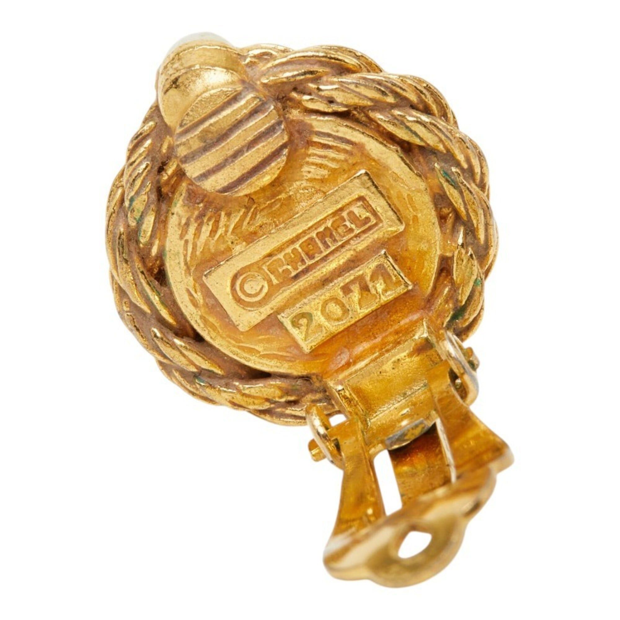 Chanel Chanel Earrings, Gold and Black Plated, Faux Pearl, Colored Stone, Women's CHANEL Size ONE SIZE - 4 Thumbnail