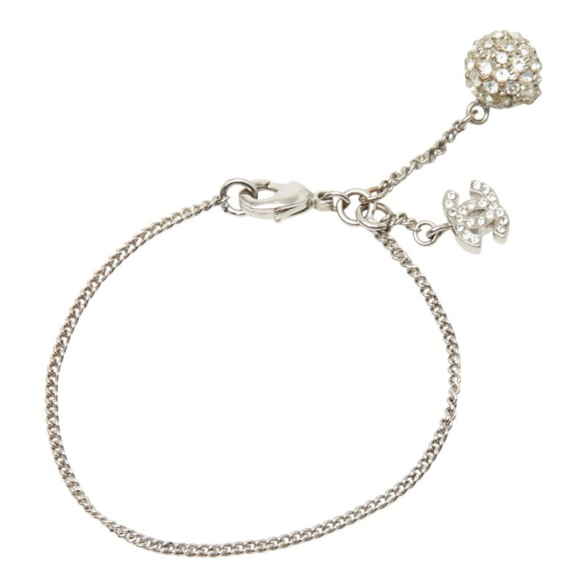 Chanel Chanel Coco Mark Bracelet, Silver Rhinestone, Metal, Women's CHANEL Size ONE SIZE - 2 Thumbnail
