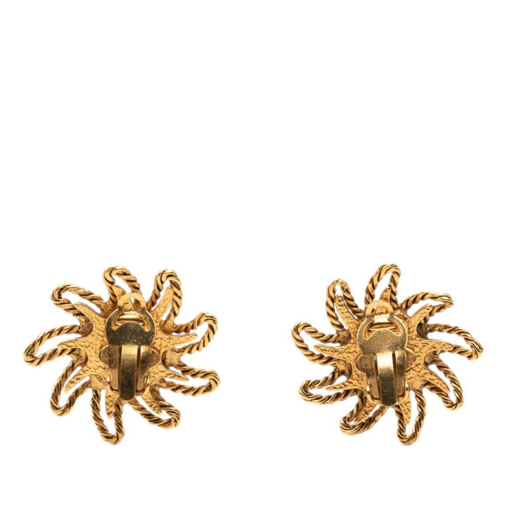 Chanel Chanel Coco Mark Sun Motif Earrings, Gold Plated, Women's CHANEL Size ONE SIZE - 2 Thumbnail