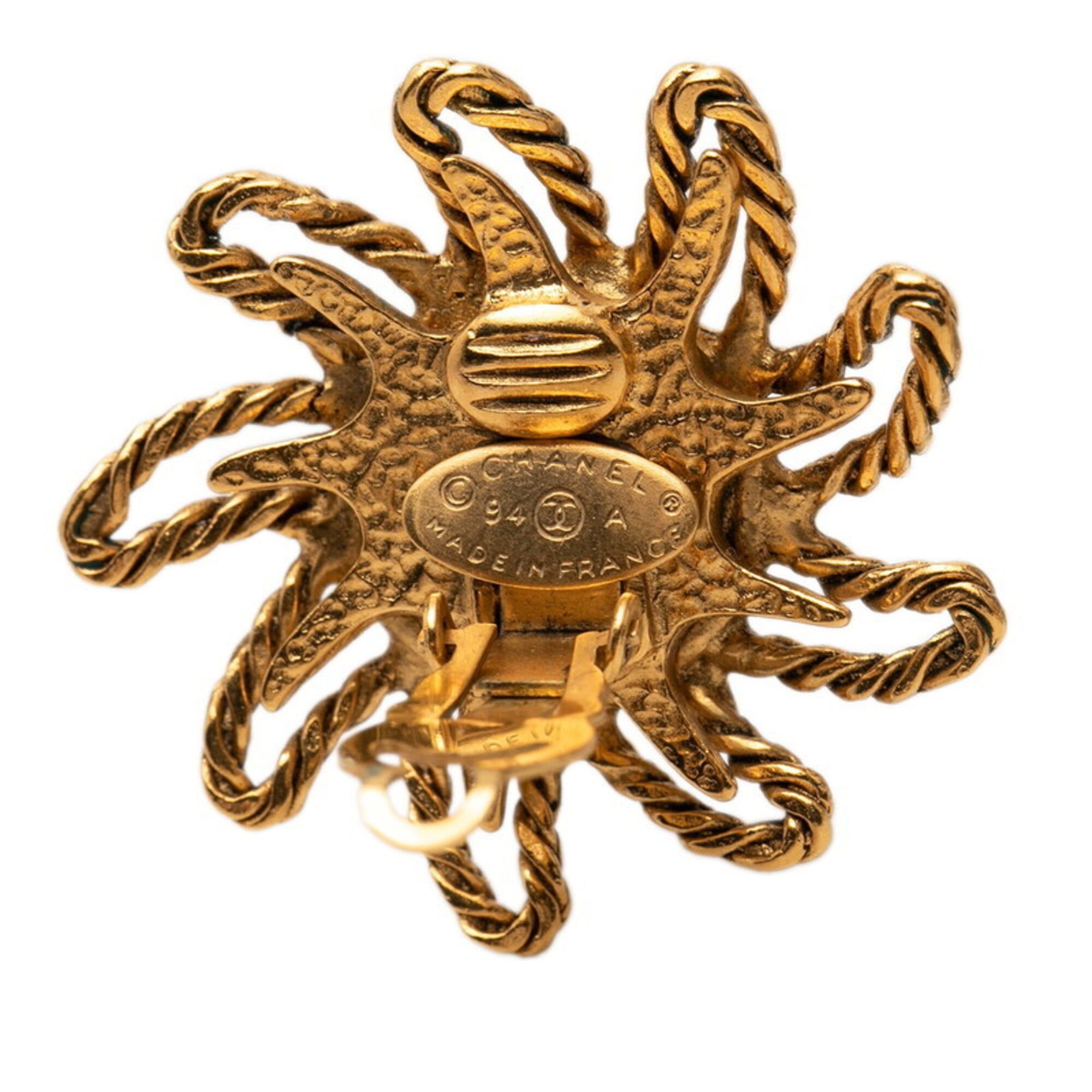 Chanel Chanel Coco Mark Sun Motif Earrings, Gold Plated, Women's CHANEL Size ONE SIZE - 3 Thumbnail