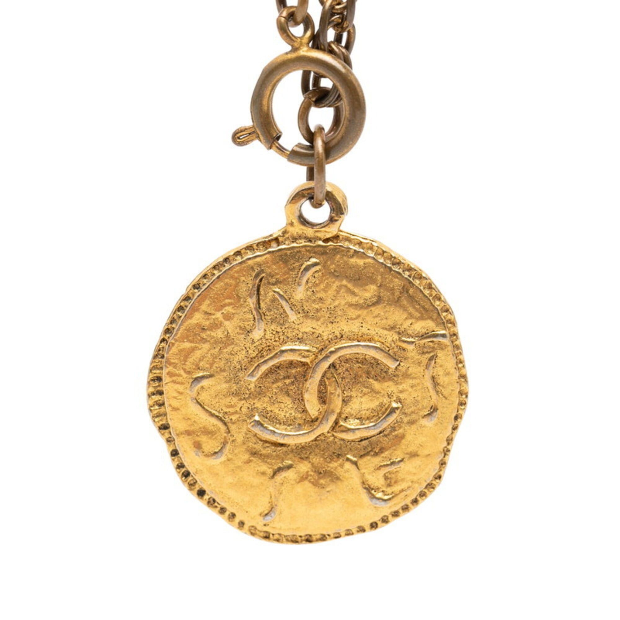 Chanel Chanel Coco Mark Coin Motif Chain Pendant Necklace, Gold Plated, Women's. Size ONE SIZE - 2 Thumbnail