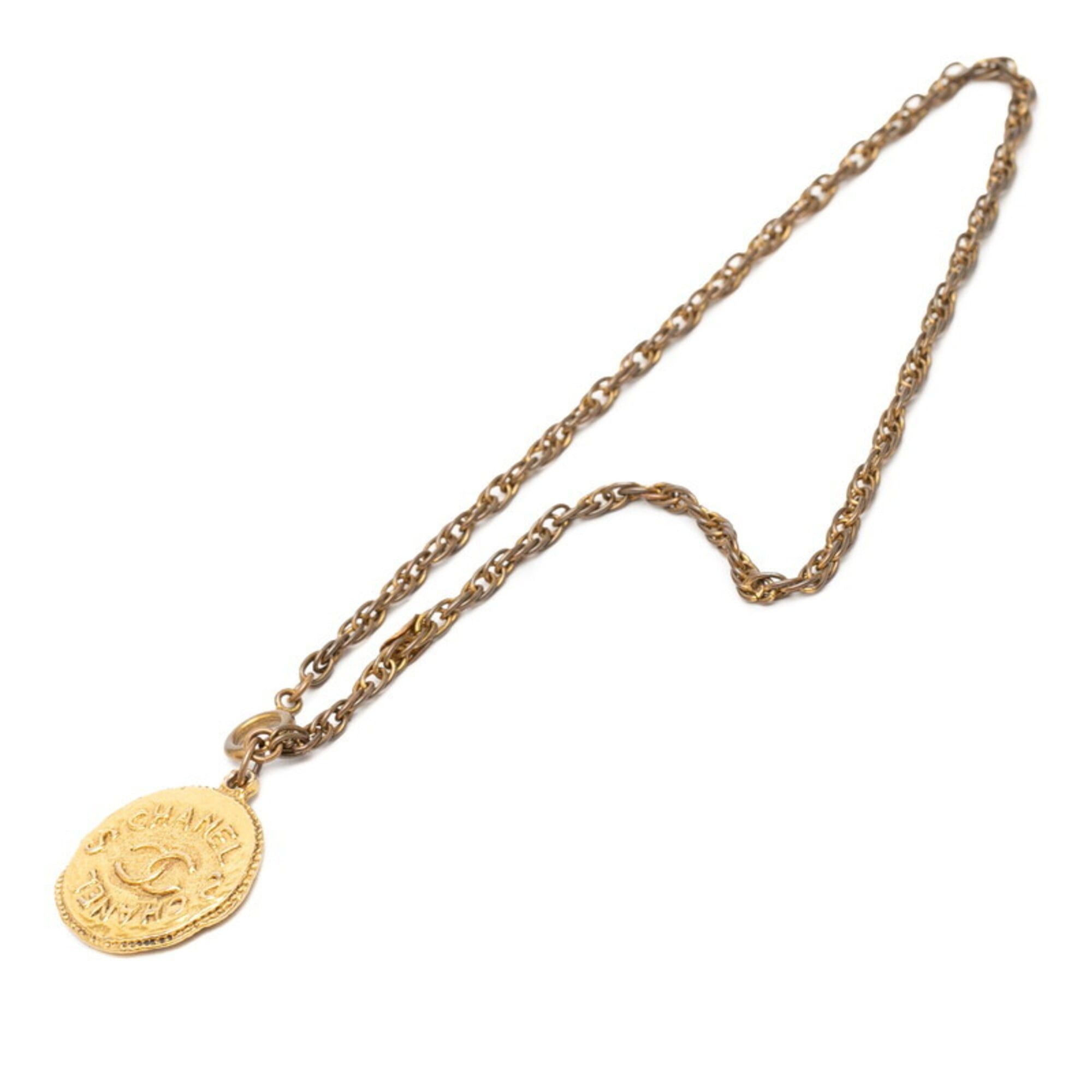 Chanel Chanel Coco Mark Coin Motif Chain Pendant Necklace, Gold Plated, Women's. Size ONE SIZE - 3 Thumbnail