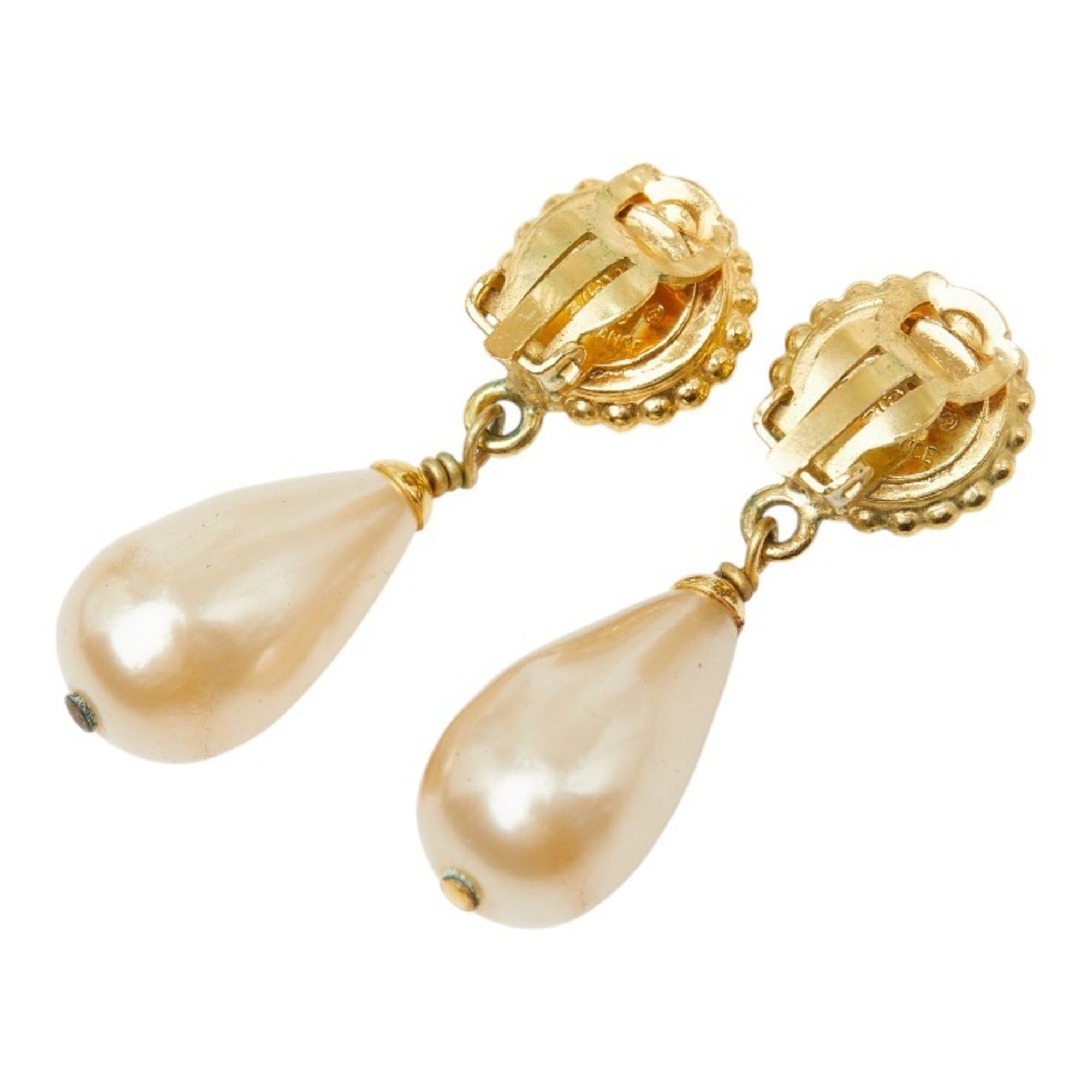 Chanel Chanel Clover Earrings, Gold Plated, Faux Pearl, Women's. Size ONE SIZE - 2 Thumbnail