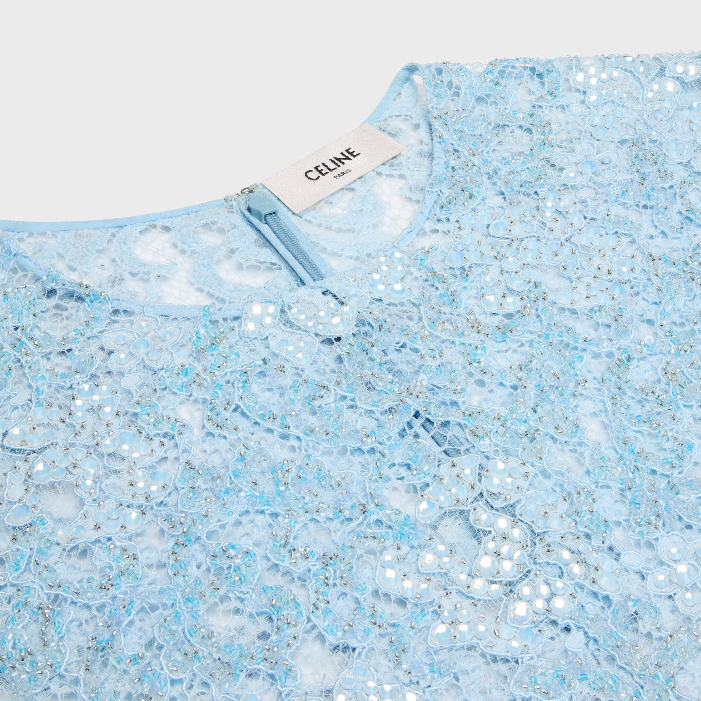 Celine EMBROIDERED CROP TOP IN LACE blue Size XXL / US 16-18 / IT 52-54 - 3 Thumbnail