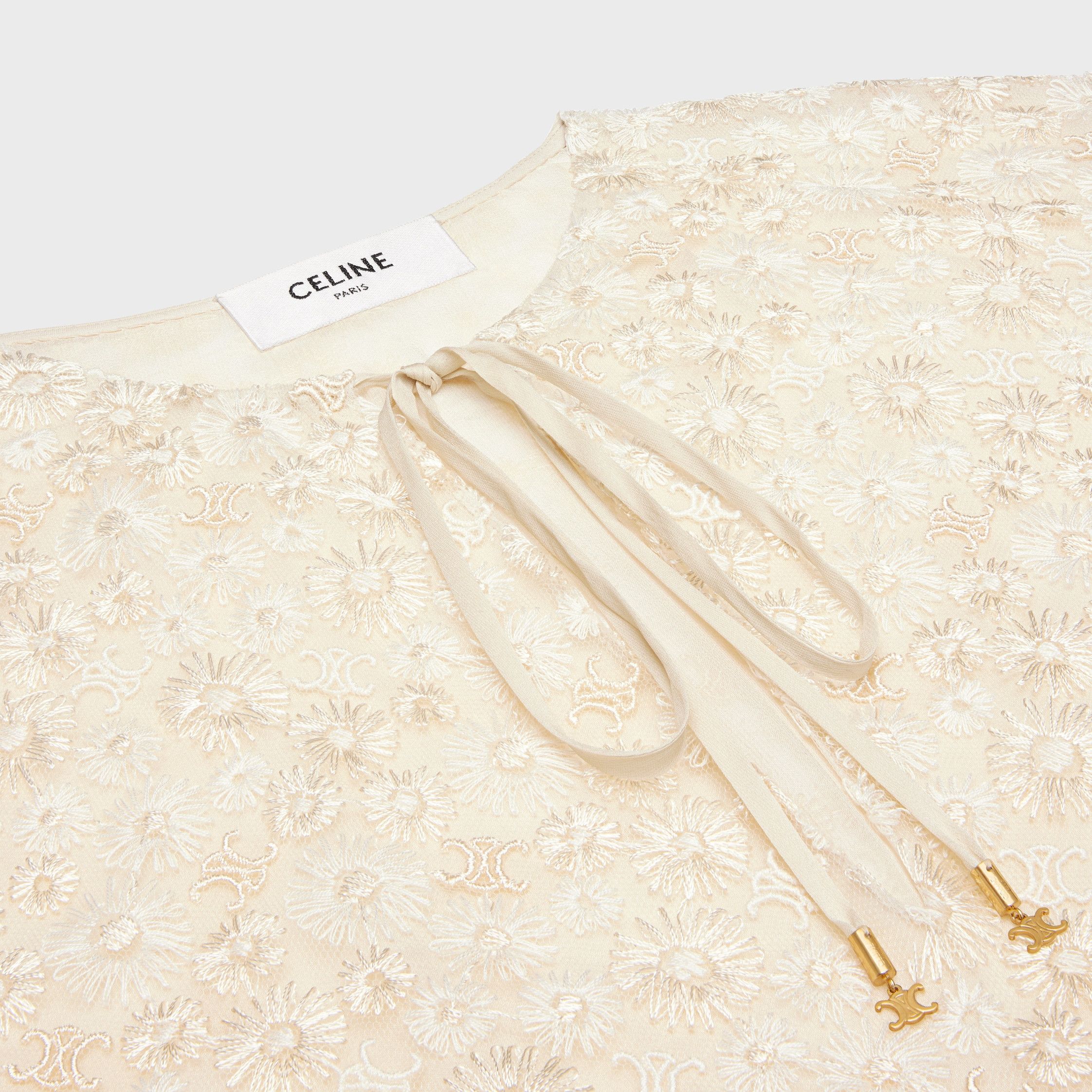 Celine EMBROIDERED FOLK BLOUSE IN TULLE creme Size S / US 4 / IT 40 - 3 Thumbnail