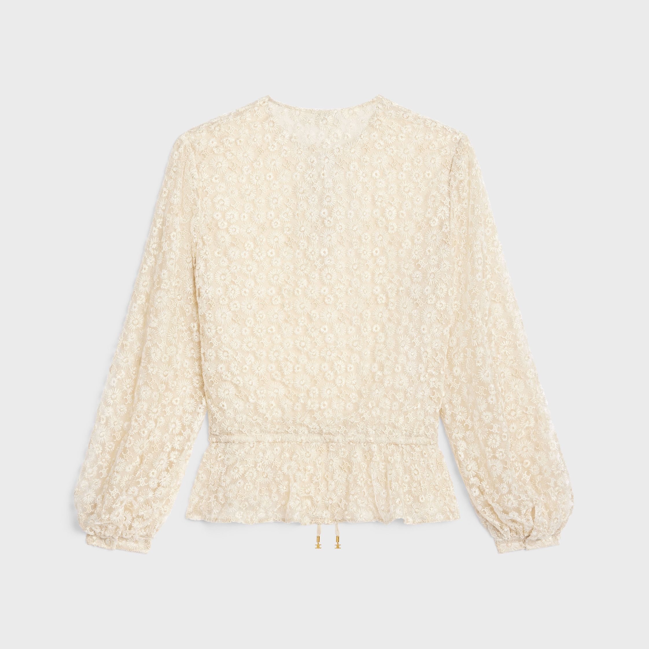 Celine EMBROIDERED FOLK BLOUSE IN TULLE creme Size M / US 6-8 / IT 42-44 - 2 Thumbnail