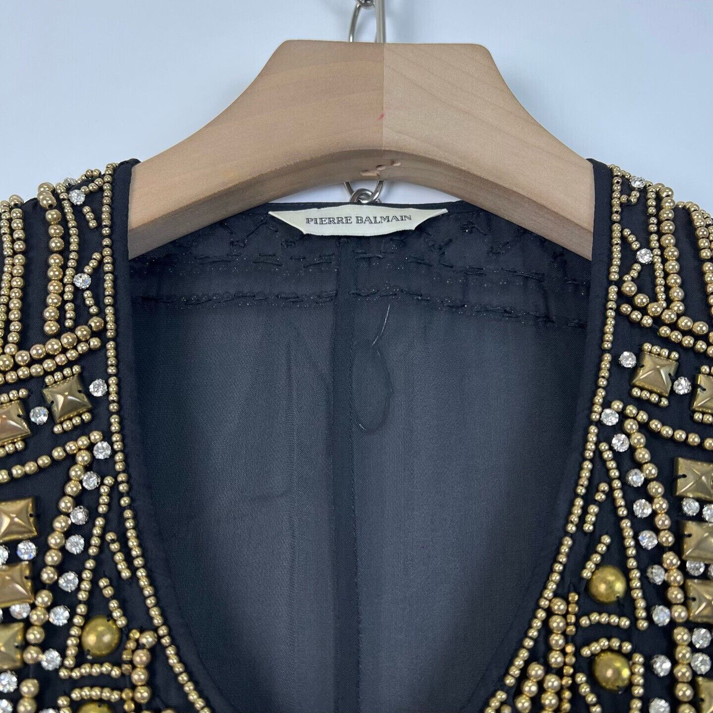 Balmain Balmain Black Silk Gold Beaded Dress Size XS / US 0-2 / IT 36-38 - 3 Thumbnail