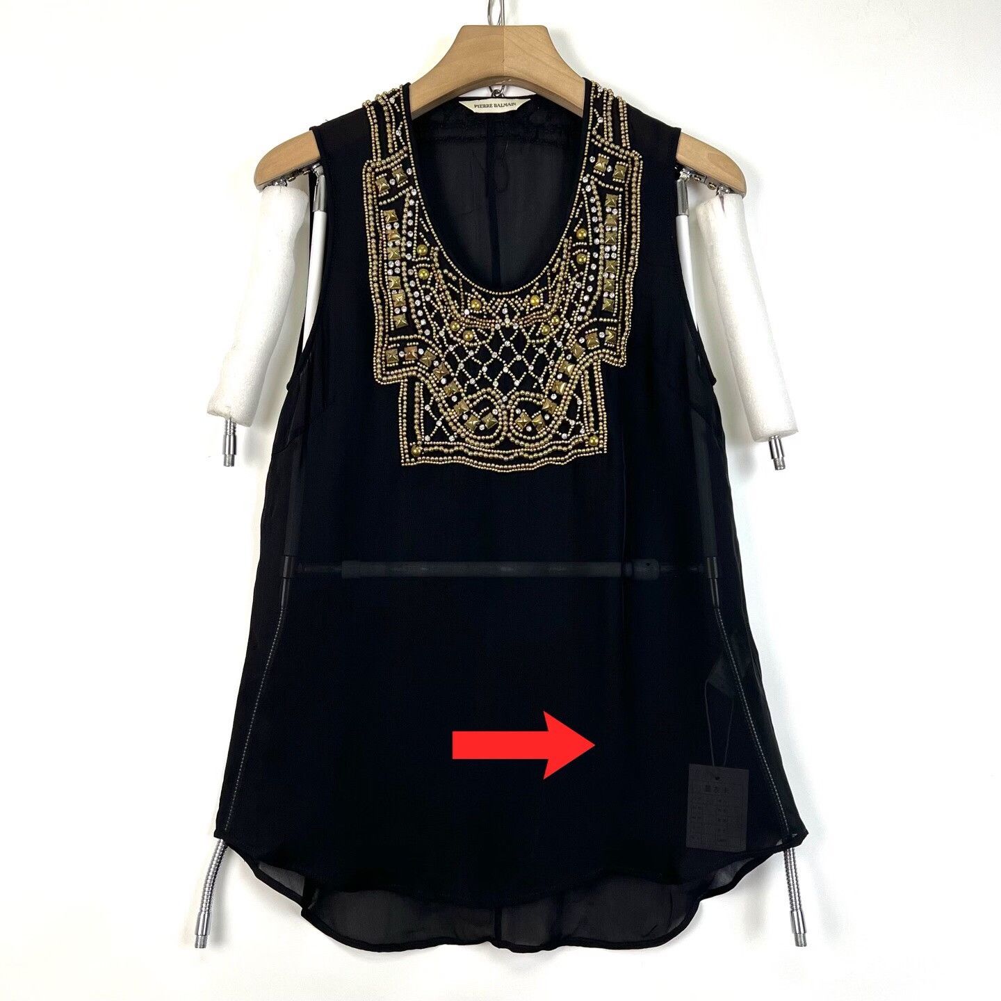 Balmain Balmain Black Silk Gold Beaded Dress Size XS / US 0-2 / IT 36-38 - 7 Thumbnail