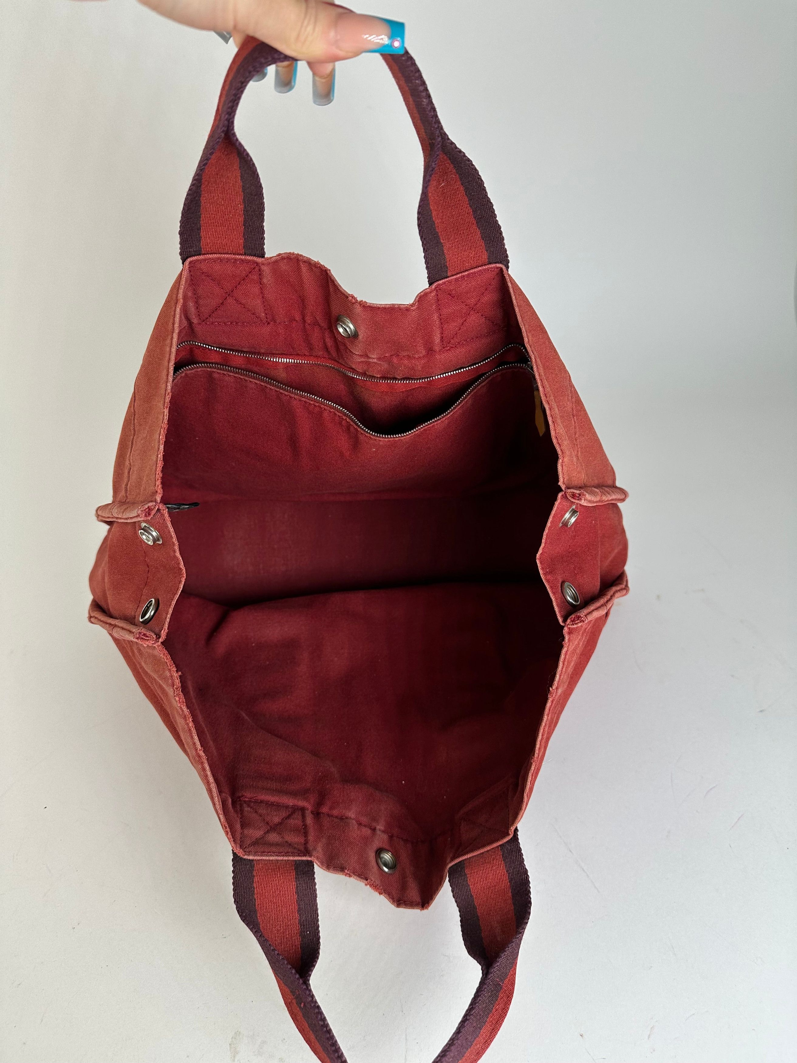 Other Vintage Hermes Canvas Tote Bag Red Size ONE SIZE - 3 Thumbnail