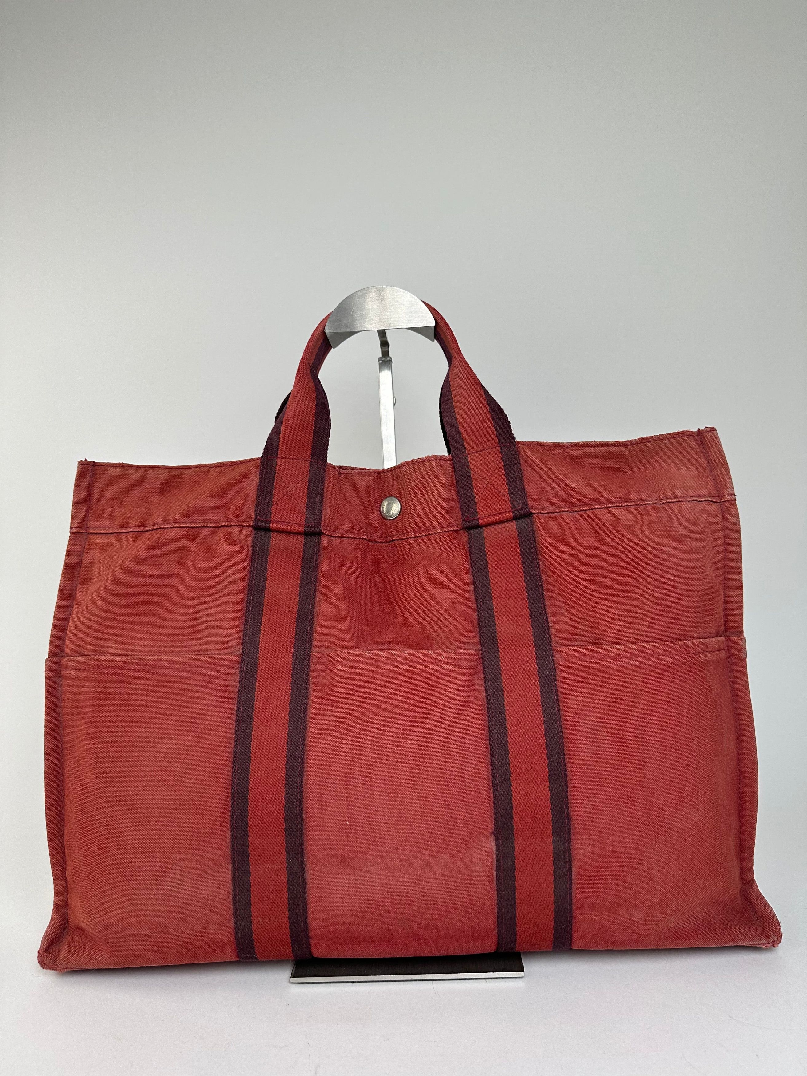Other Vintage Hermes Canvas Tote Bag Red Size ONE SIZE - 2 Thumbnail