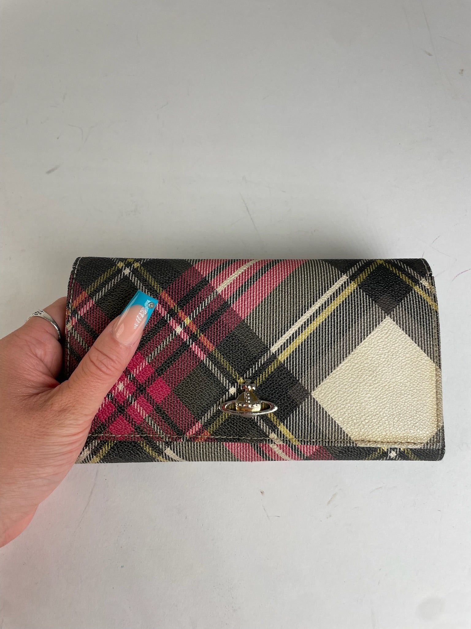 Vivienne Westwood Classic Plaid Fabric Wallet Multi-color Gold Size ONE SIZE - 7 Thumbnail