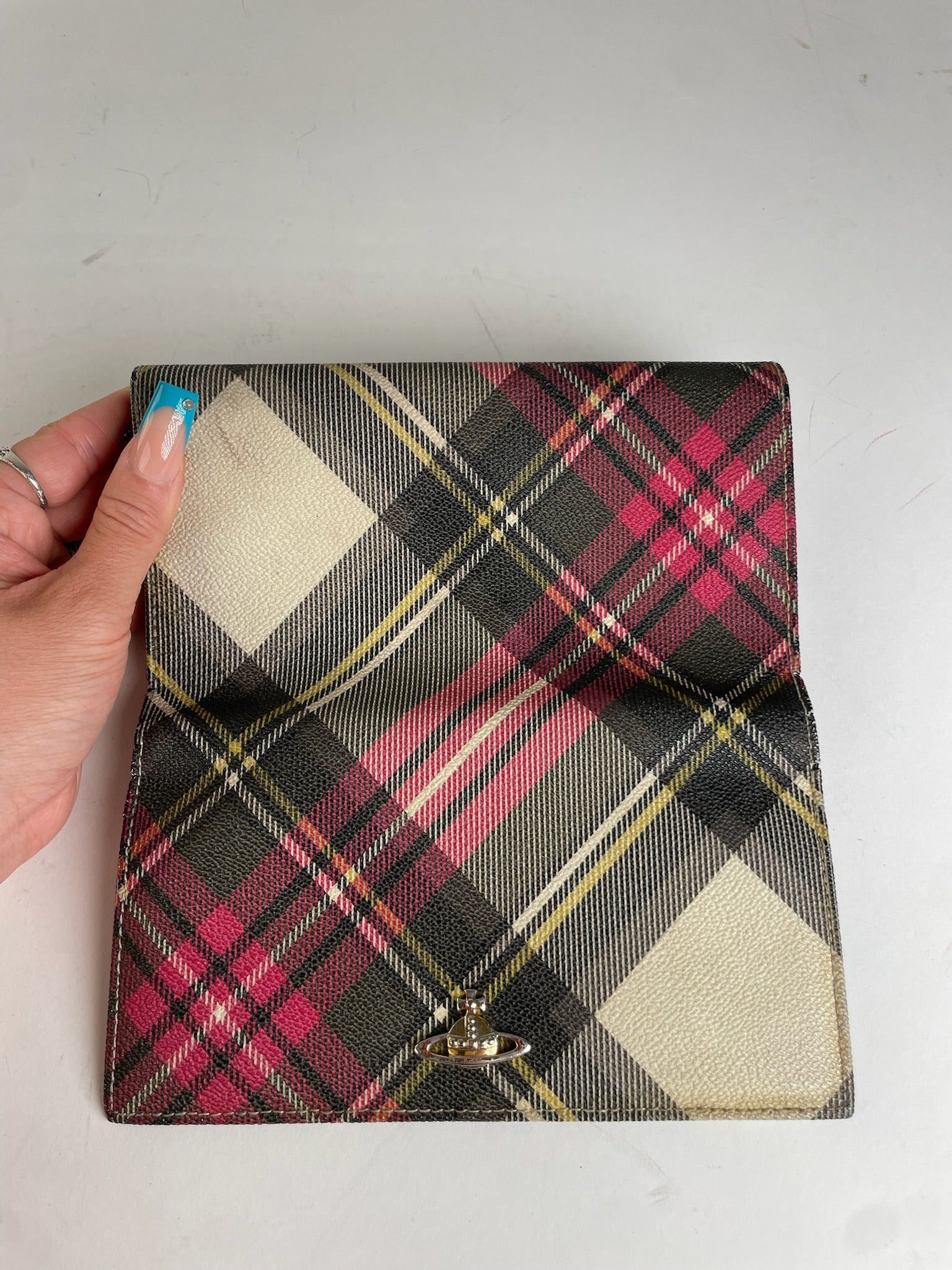 Vivienne Westwood Classic Plaid Fabric Wallet Multi-color Gold Size ONE SIZE - 6 Thumbnail
