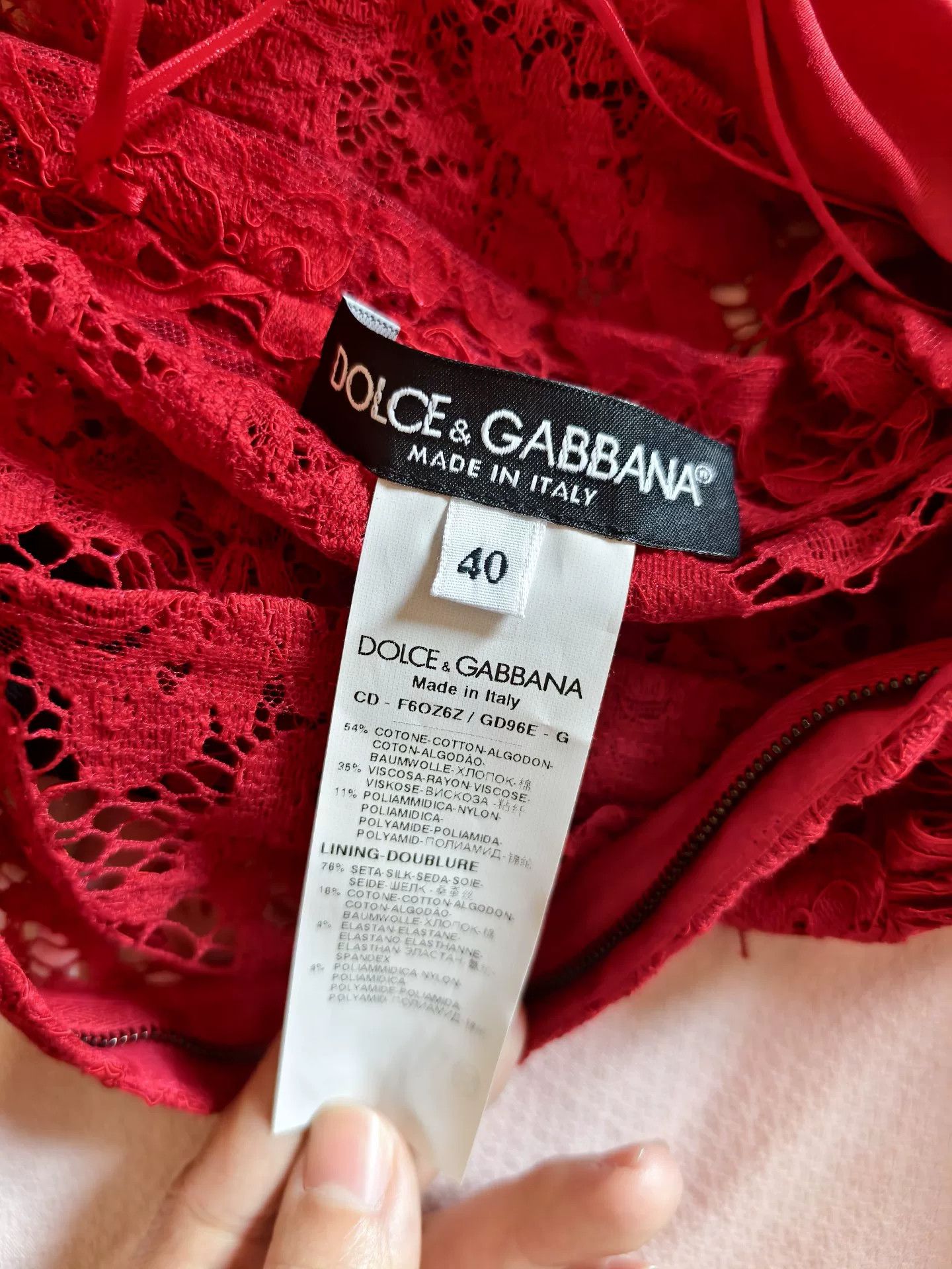 Dolce & Gabbana Dolce&Gabbana Women's Red Lace Dress Size S / US 4 / IT 40 - 3 Thumbnail