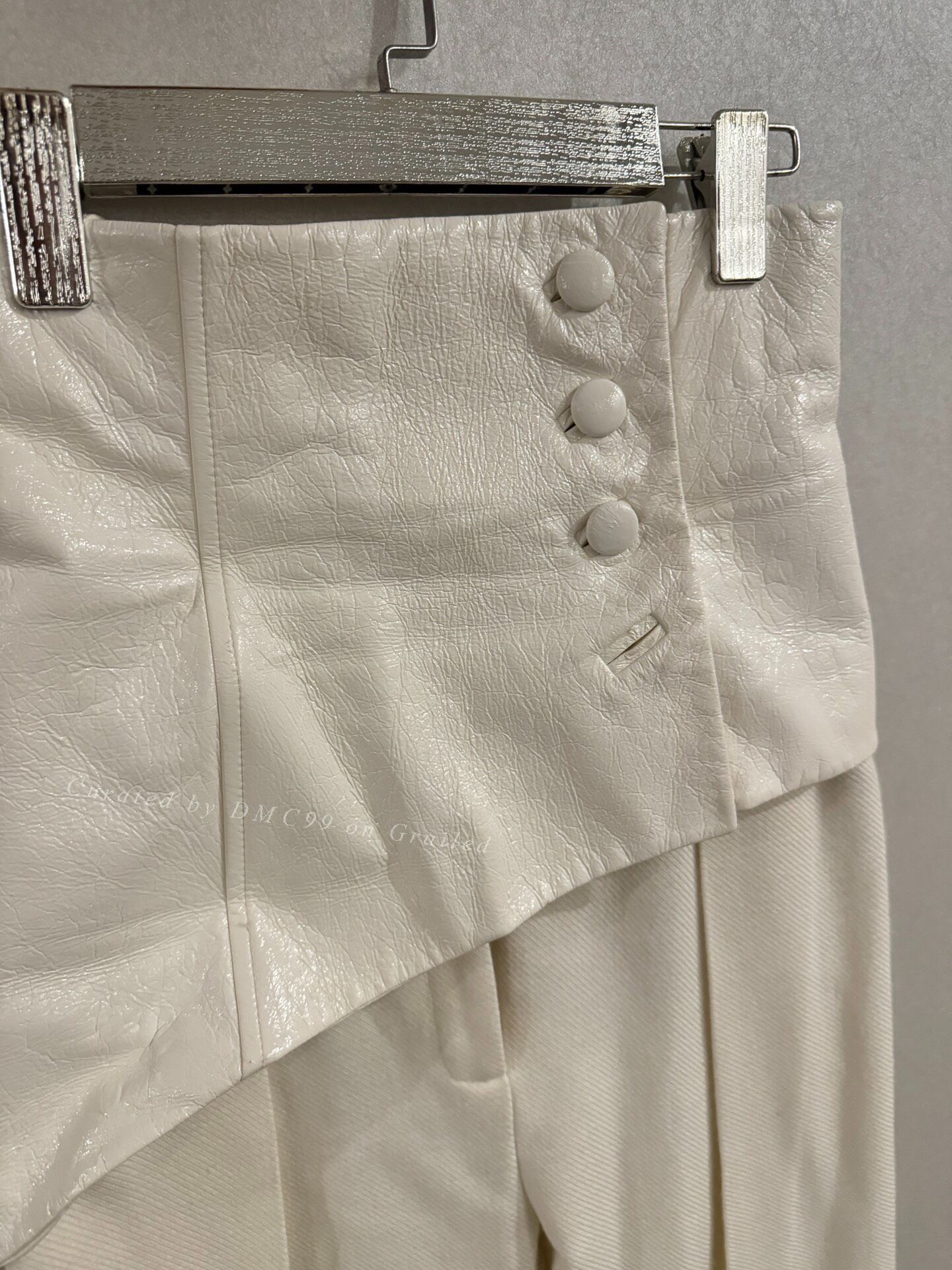Aleksandre Akhalkatsishvili Aleksandre White Leather Patchwork Tailored Pants Size 26" / US 2 / IT 38 - 3 Thumbnail