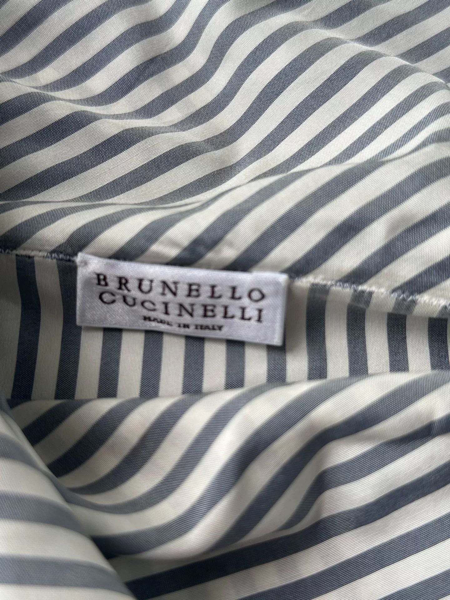 Brunello Cucinelli Brunello Cucinelli Striped Silk Off-Shoulder Top Size XXS / US 00 / IT 34 - 2 Thumbnail