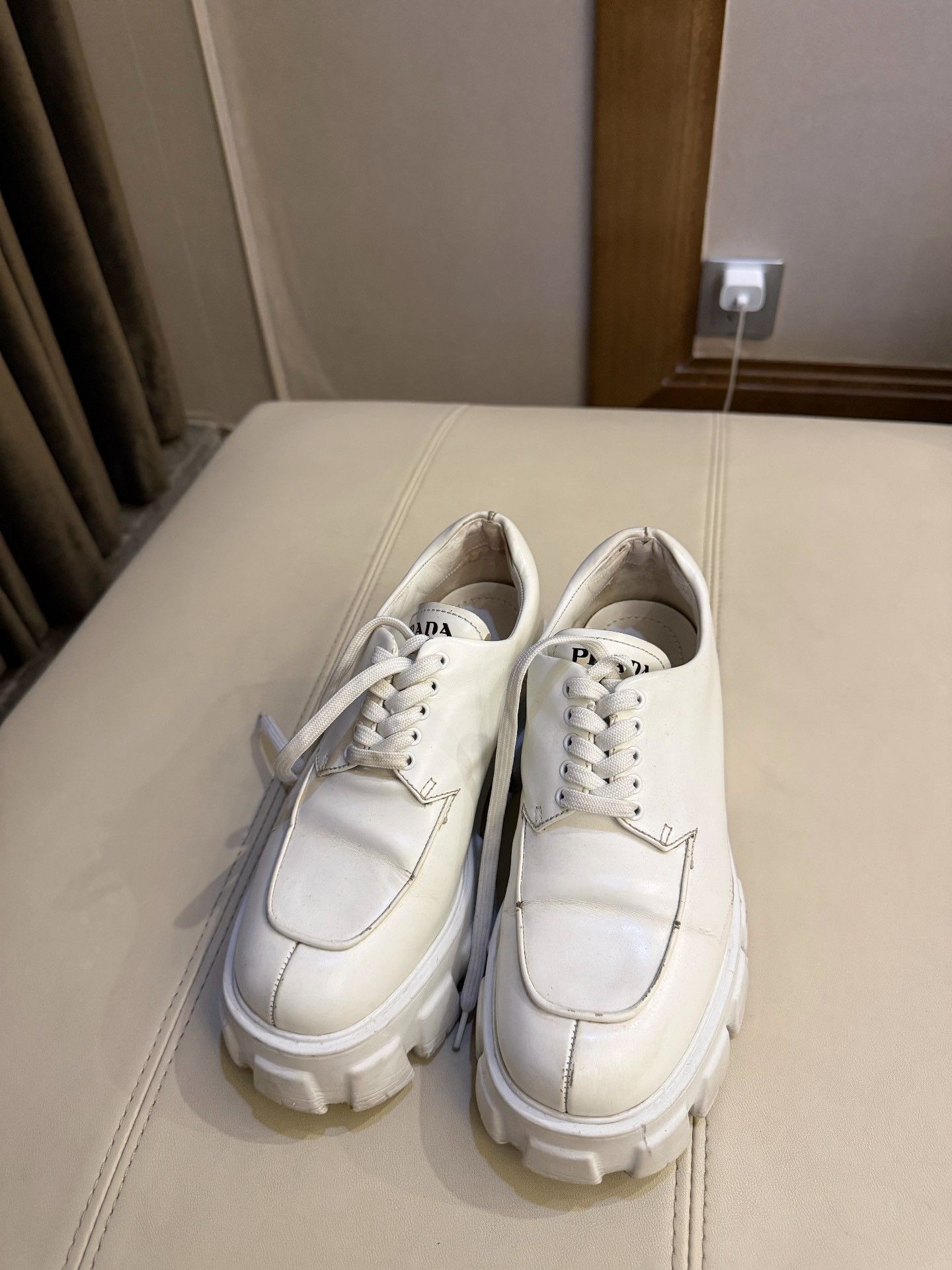 Prada Prada White Platform Lace-Up Loafers Size US 6 / IT 36 - 2 Thumbnail