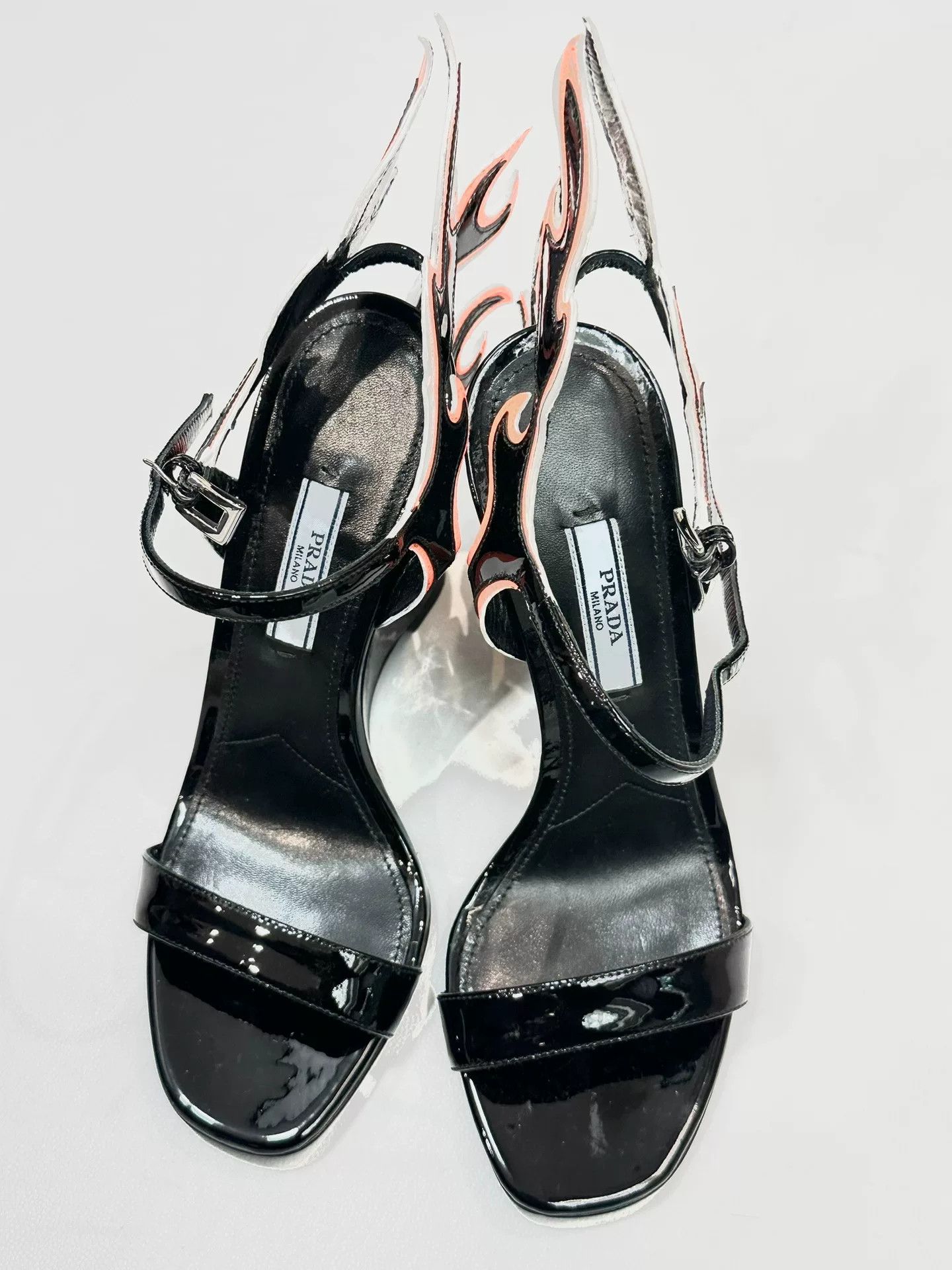 Prada Prada Runway Patent Leather Flame Heel Sandals Size US 5 / IT 35 - 2 Thumbnail