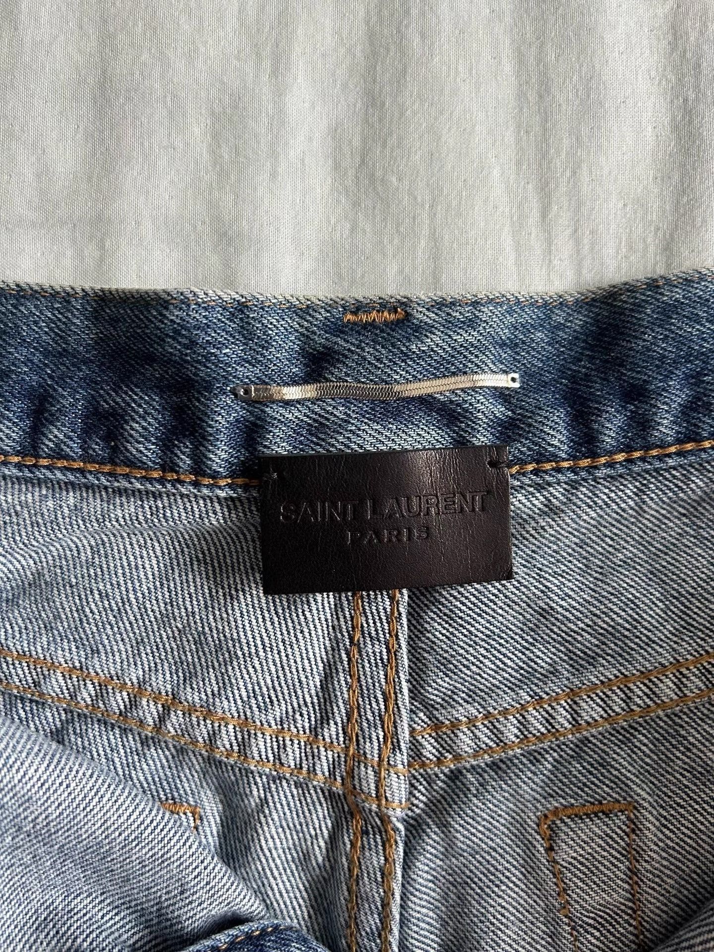 Saint Laurent Paris Blue Denim Shorts with Frayed Hem Size US 32 / EU 48 - 2 Thumbnail
