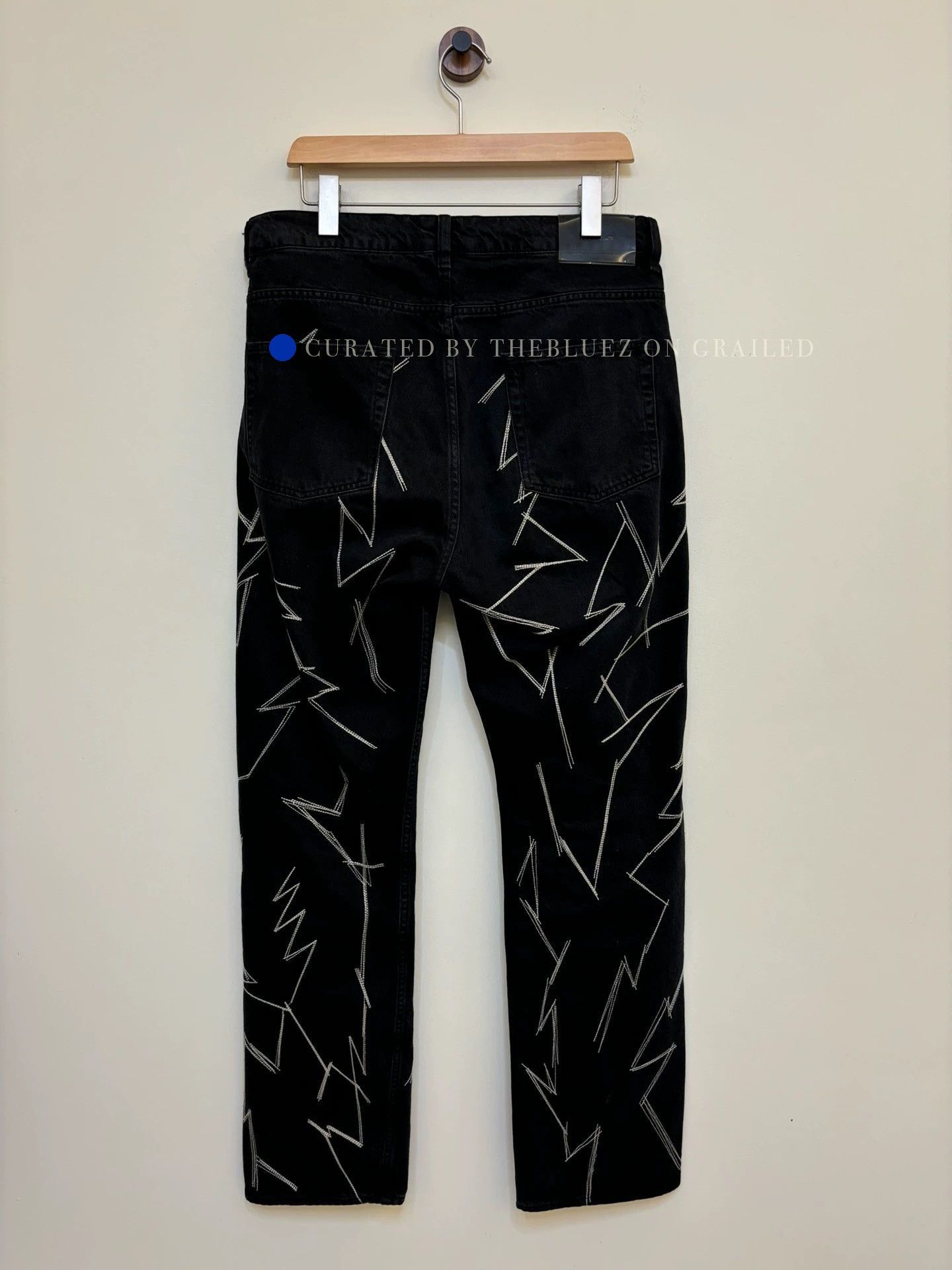Our Legacy Black Lightning Bolt Print Denim Pants Size US 32 / EU 48 - 6 Thumbnail