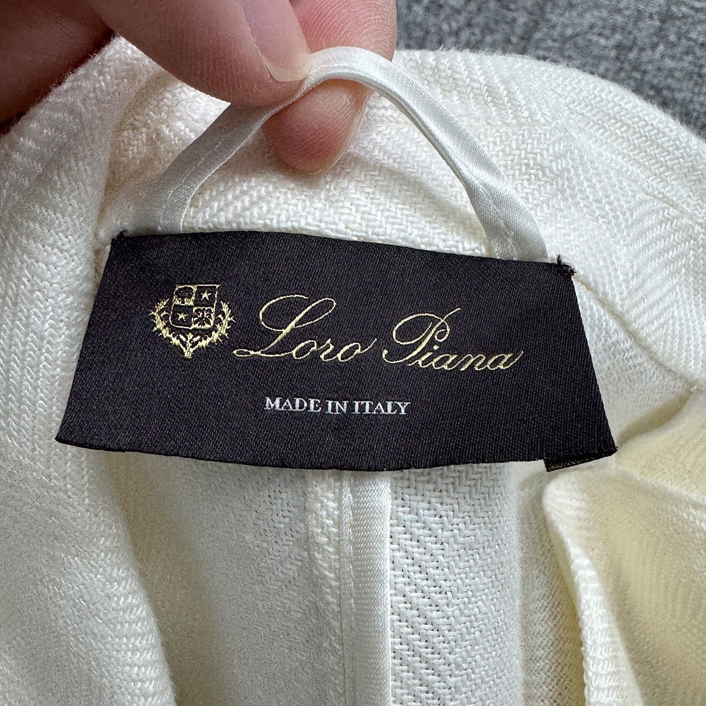 Loro Piana White Lightweight Herringbone Blazer Size US M / EU 48-50 / 2 - 3 Thumbnail