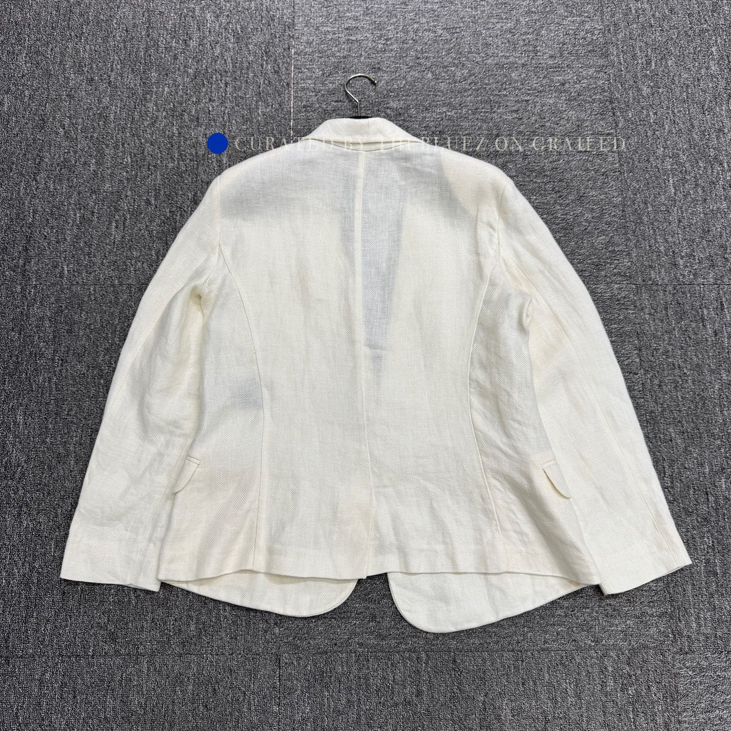 Loro Piana White Lightweight Herringbone Blazer Size US M / EU 48-50 / 2 - 2 Thumbnail