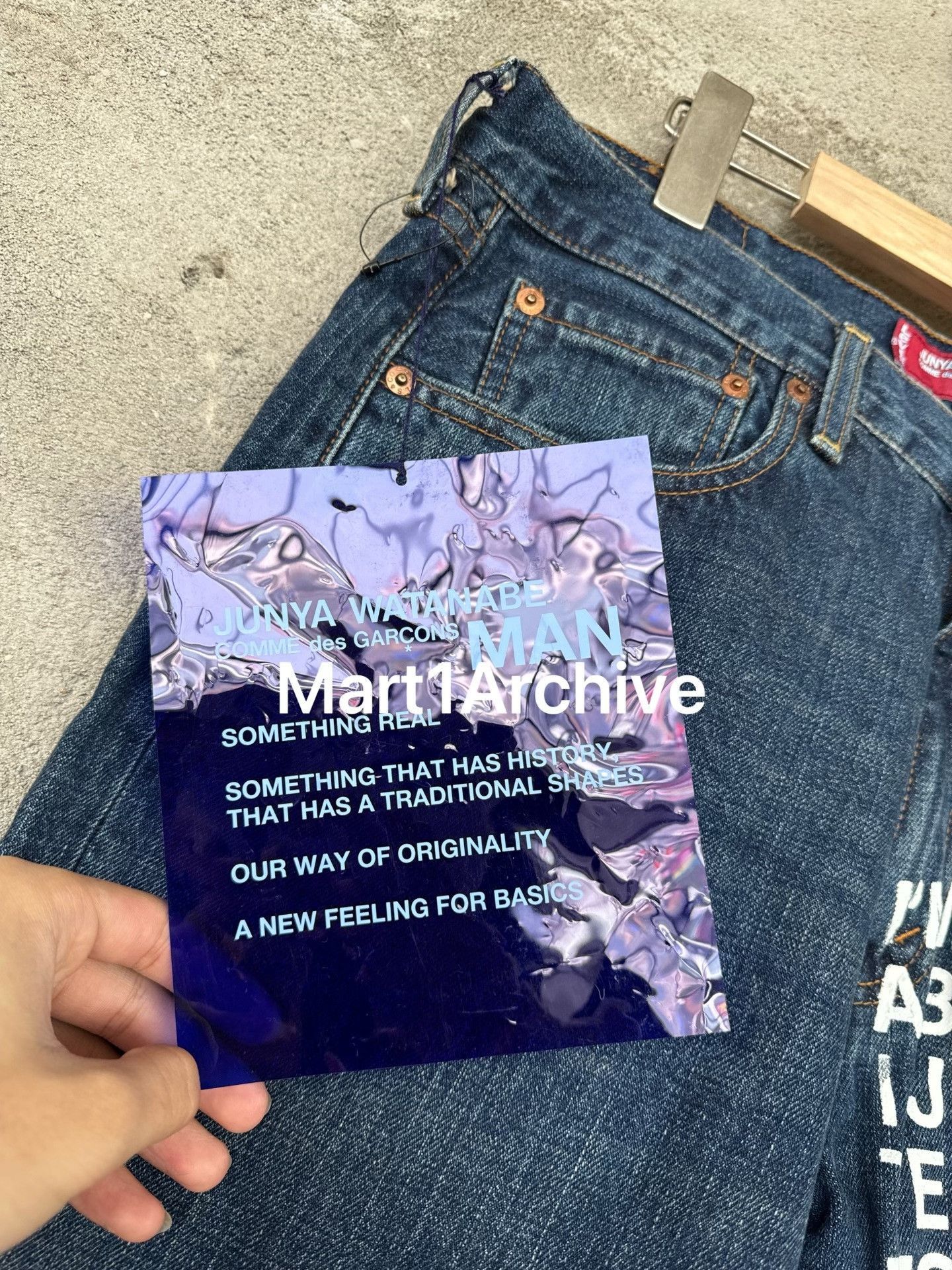 Junya Watanabe Blue Denim Jeans with White Text Print Size US 32 / EU 48 - 5 Thumbnail