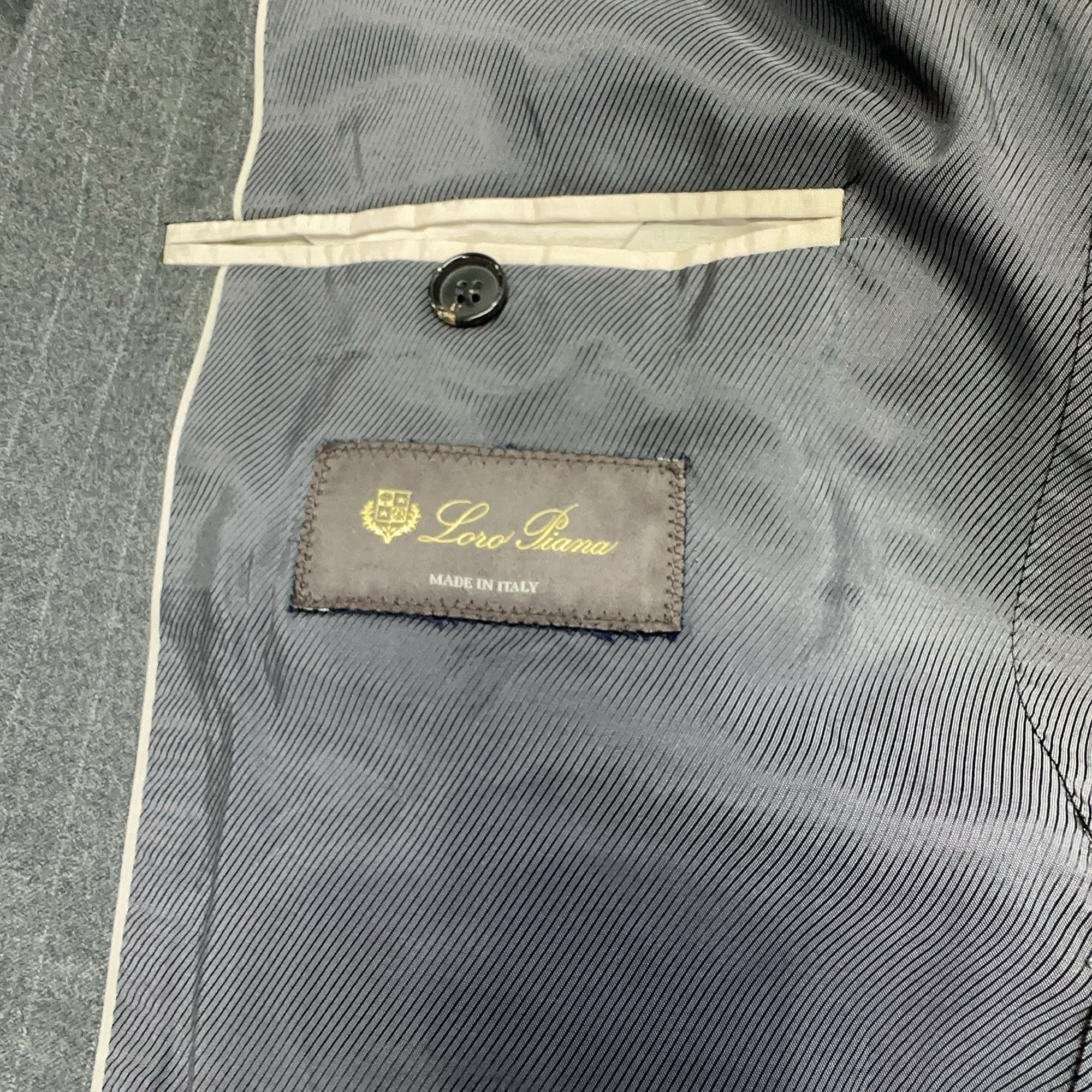 Loro Piana Gray Pinstripe Single-Breasted Blazer Size US M / EU 48-50 / 2 - 5 Thumbnail