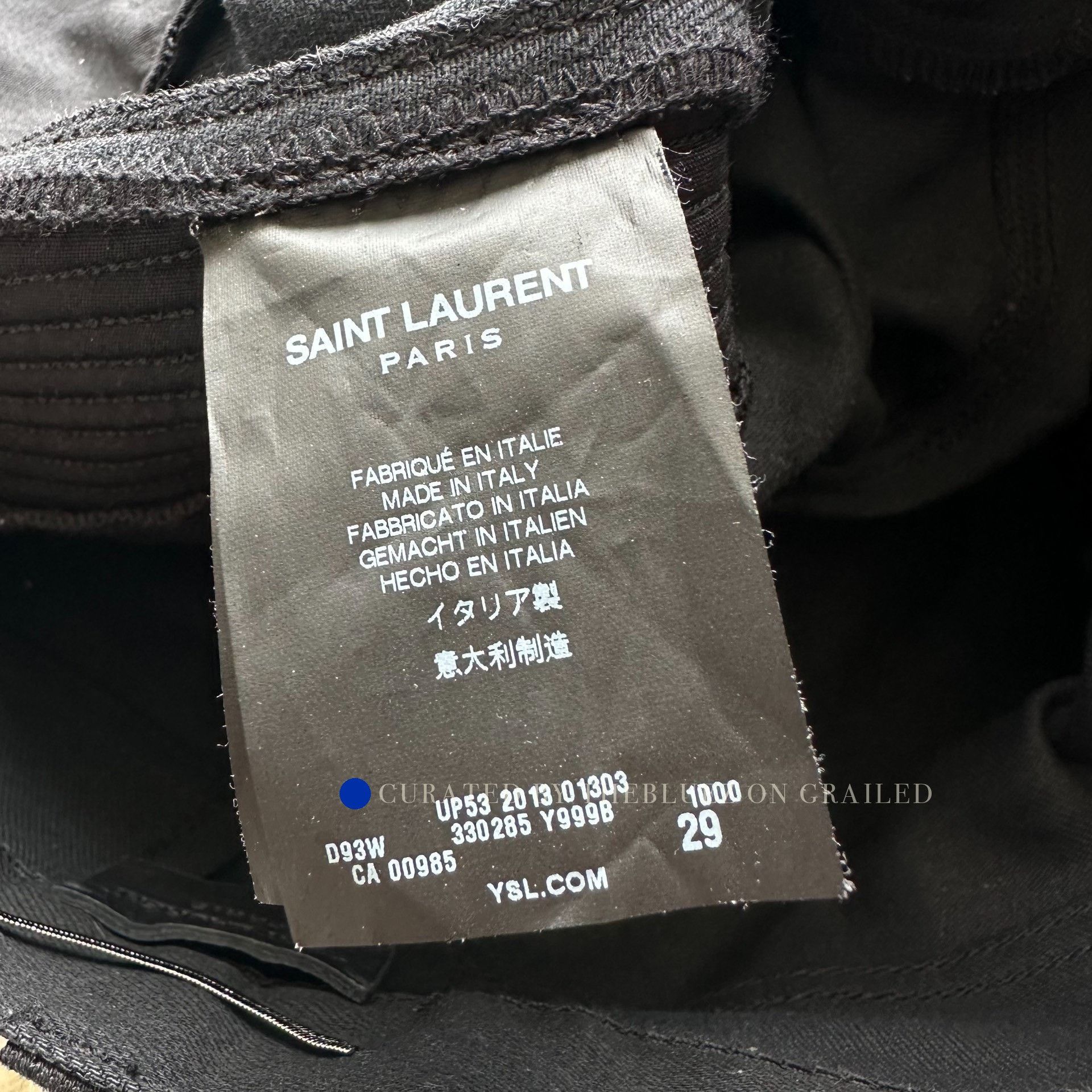 Saint Laurent Paris Black Moto Style Denim Jeans with Zippers Size US 32 / EU 48 - 5 Thumbnail