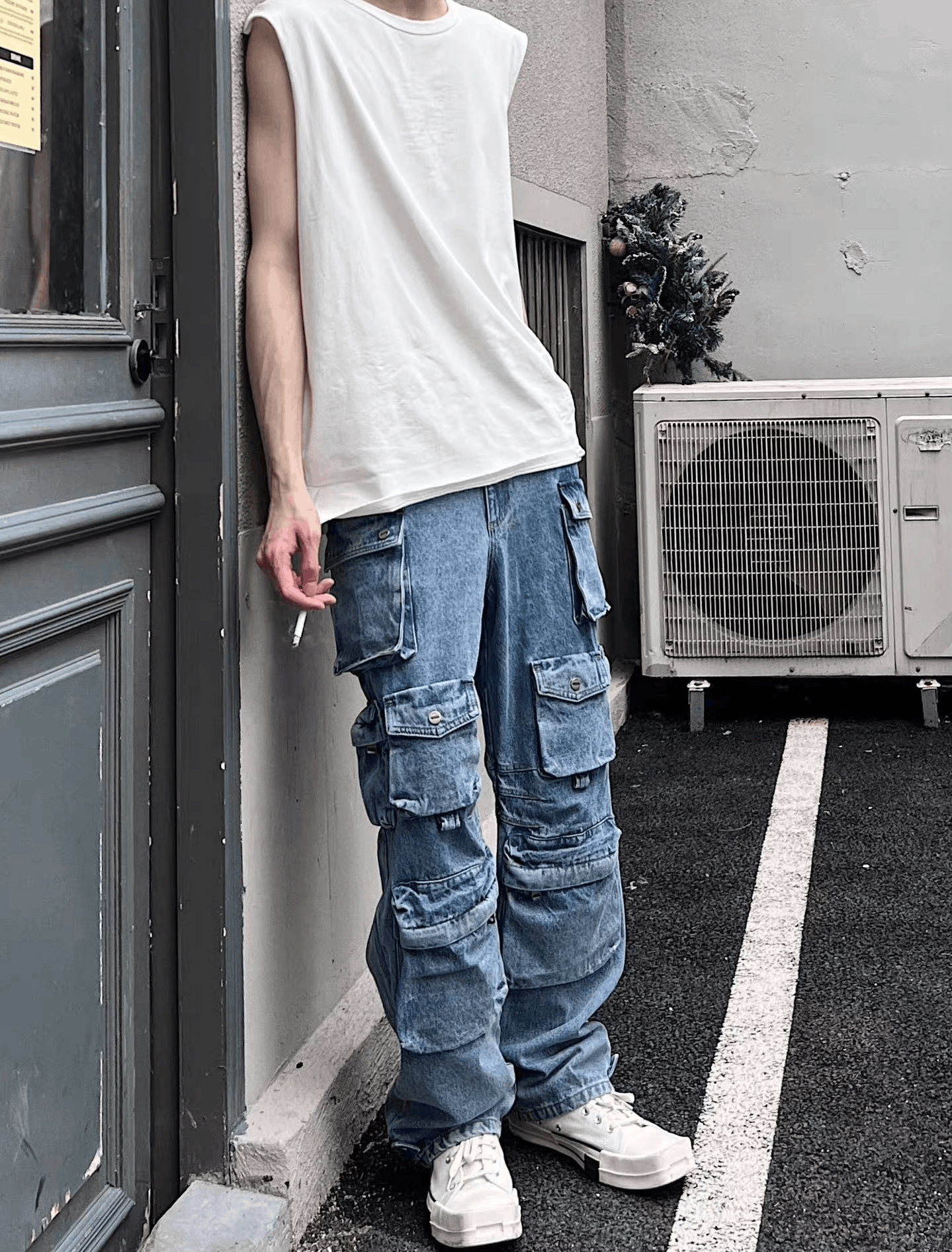 Vintage Epide Multi-Pocket Washed Distressed Jeans Size US 26 / EU 42 - 4 Thumbnail