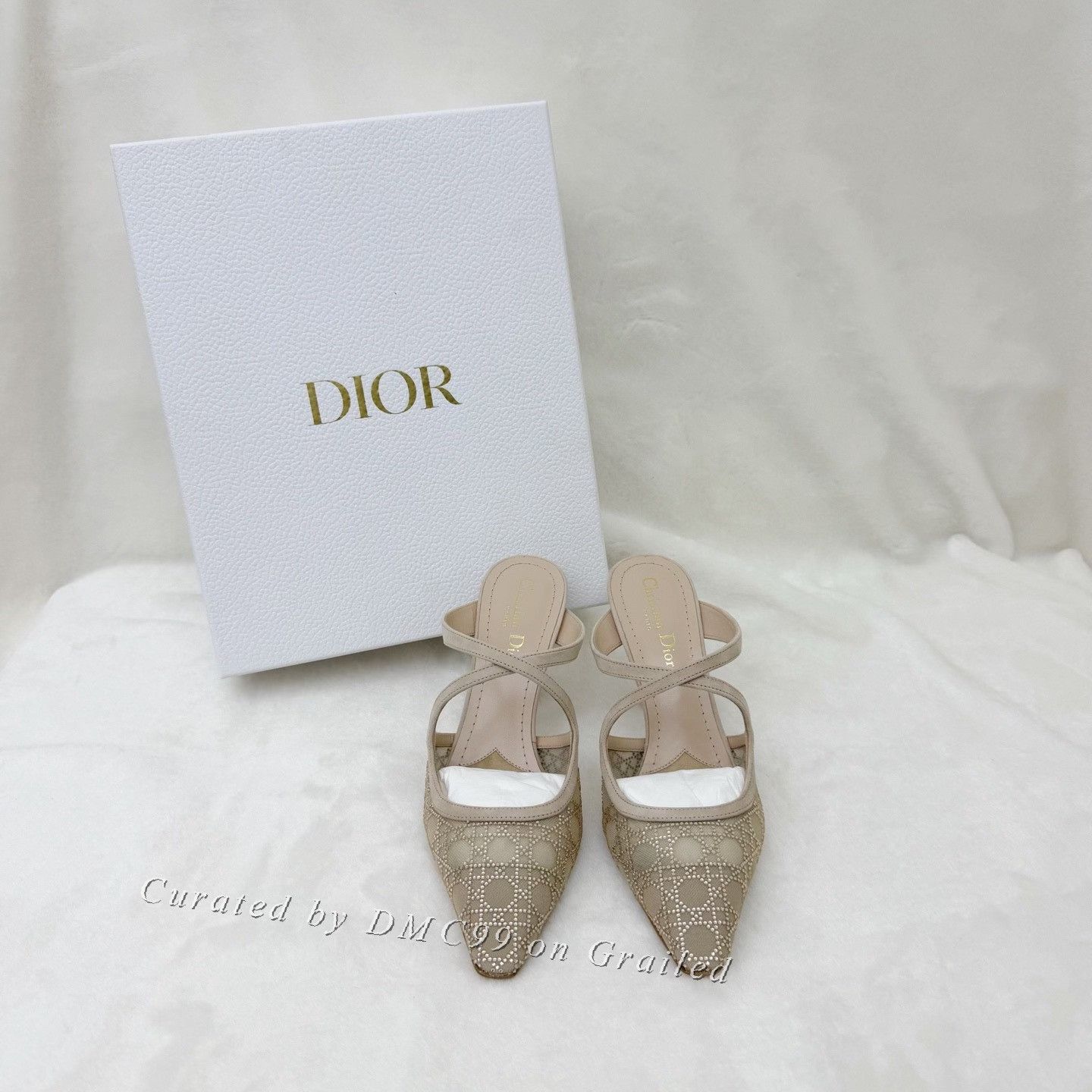 Dior Dior Capture Goatskin Rhinestone Cannage Mules Size US 6.5 / IT 36.5 - 2 Thumbnail