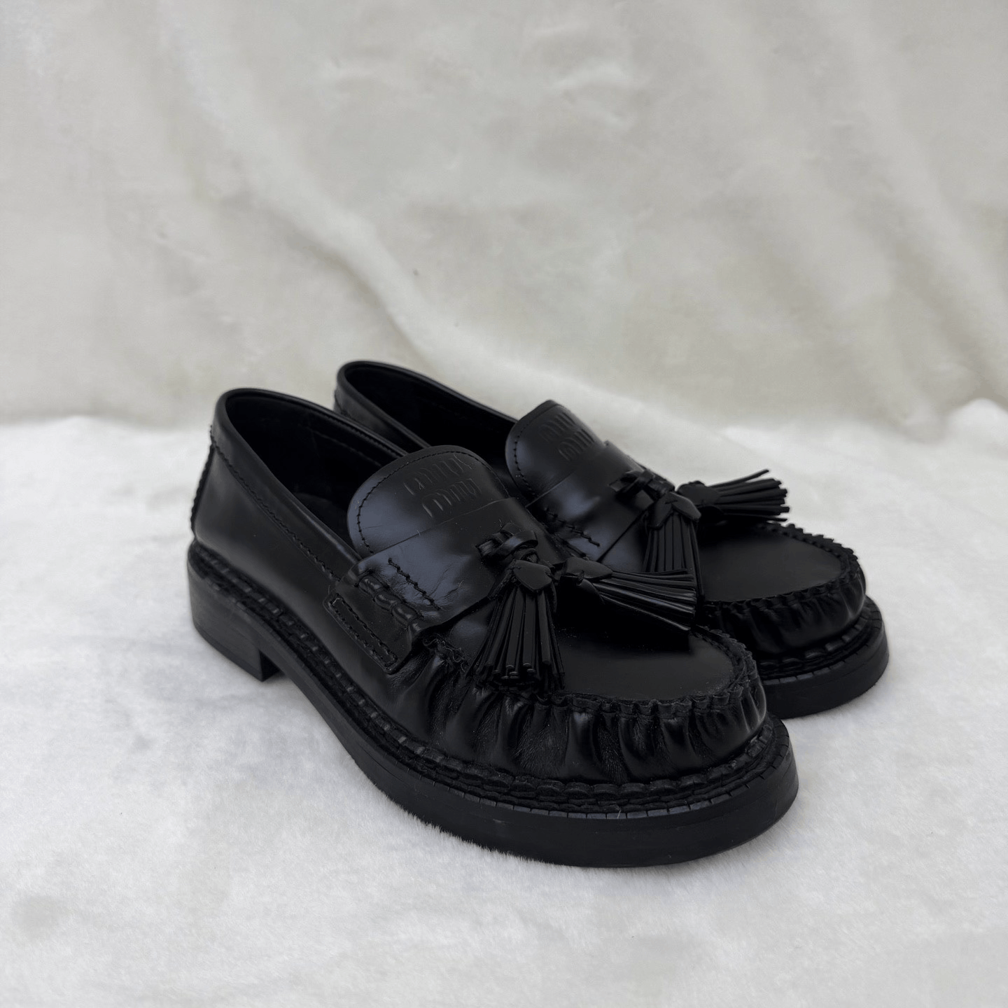 Miu Miu Miumiu 25 New Black Tassel Loafers Size US 5 / IT 35 - 3 Thumbnail