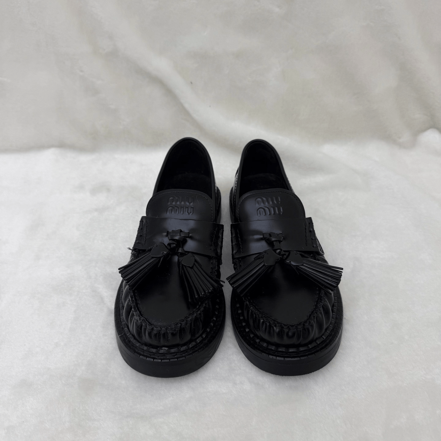 Miu Miu Miumiu 25 New Black Tassel Loafers Size US 5 / IT 35 - 2 Thumbnail