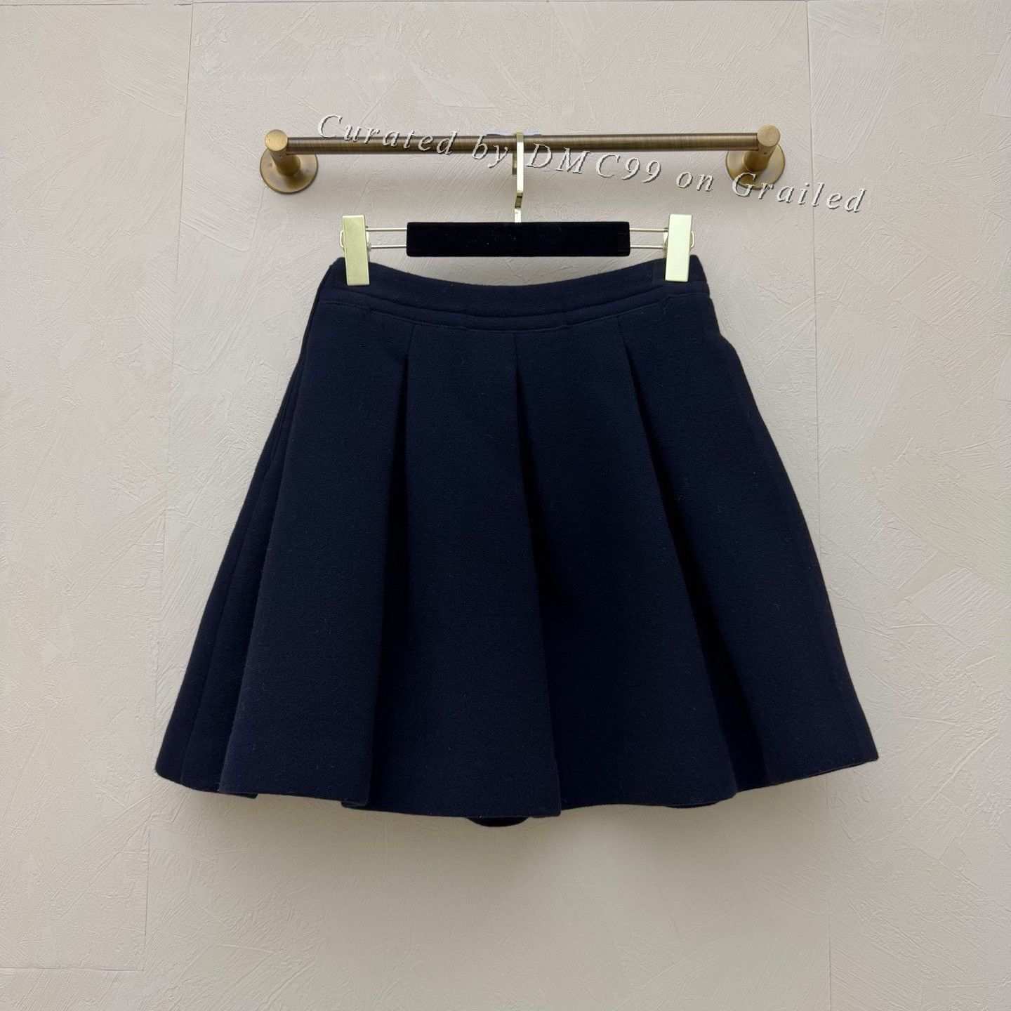 Miu Miu Miumiu Black Pleated Wool Skirt Size 38" / US 16 / IT 52 - 2 Thumbnail